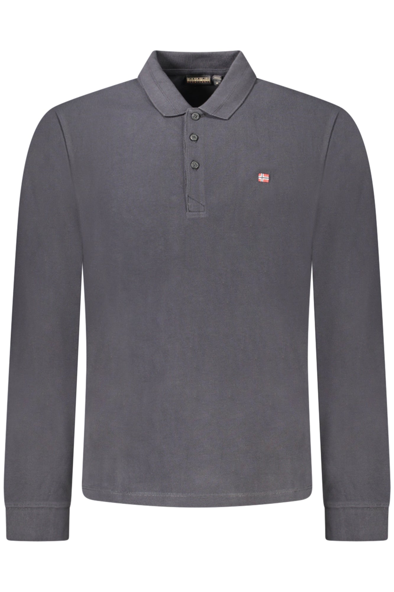 NP0A4I8QEALISLS1_NE041 – Herren Langarm-Polo in Schwarz mit Stickerei und 3 Knöpfen – Größe: S, M, L, XL, 2XL, 3XL – Farbe: Nero