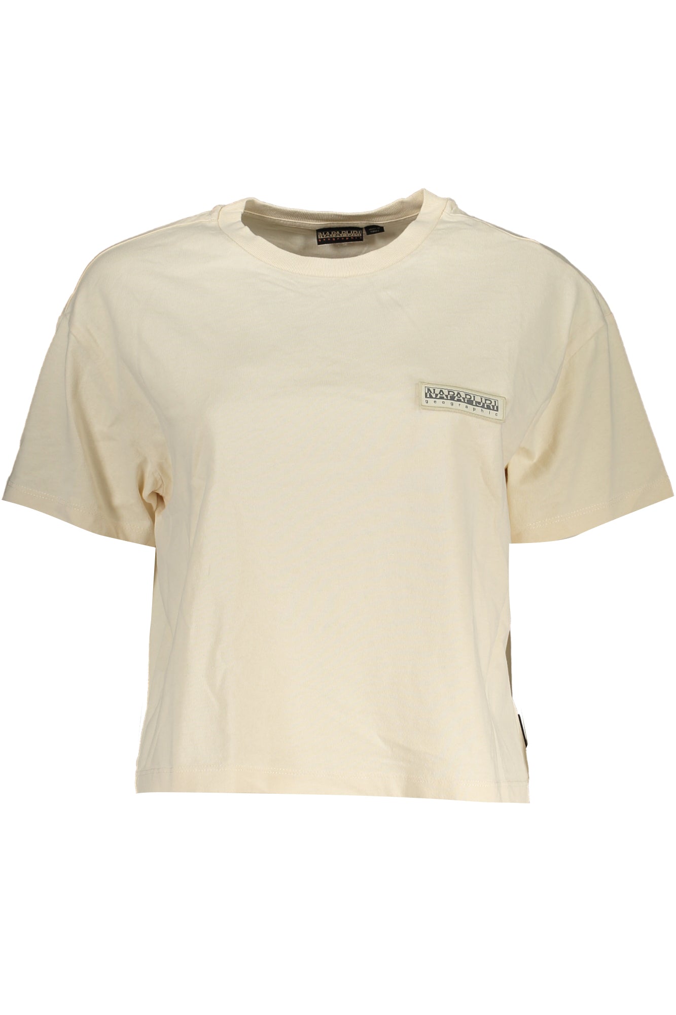 NP0A4G97SMORGEXW_BENS5 – Elegantes Damen T-Shirt Beige mit Rundhalsausschnitt & Logo-Applikation – Größe: 2XS – Farbe: Beige