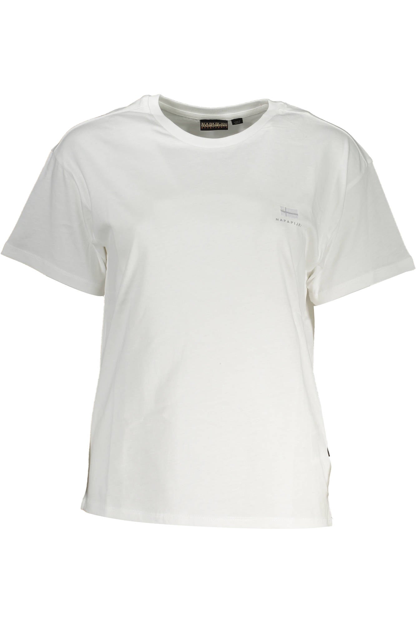 NP0A4H87-S-NINA_BIANCO_002 – Weißes Damen Kurzarm-T-Shirt mit Rundhalsausschnitt und Logo-Detail – Größe: L – Farbe: Bianco