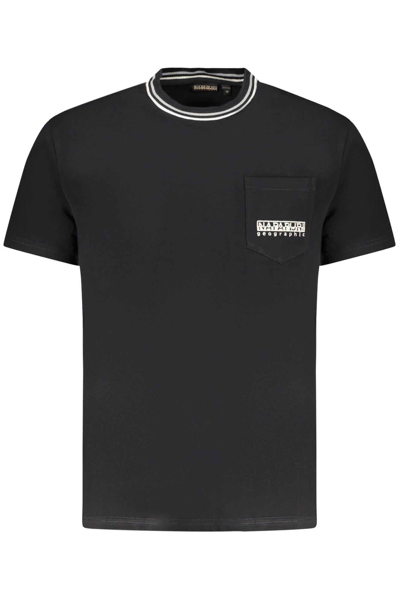 NP0A4IEJSMURLOSS_NE941 – Schwarzes Herren T-Shirt aus Bio-Baumwolle mit Tasche & Stickerei – Größe: S, M, L, XL, 2XL – Farbe: Nero