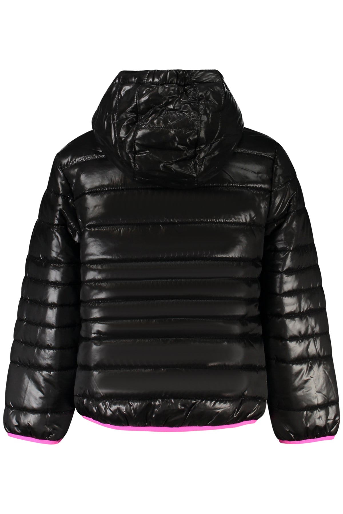36G461_NEBLACK – Stylische Mädchenjacke: Schwarz mit Kapuze und Kontrastdetails – Größe: 5A, 4A, 6A, 6X – Farbe: Nero
