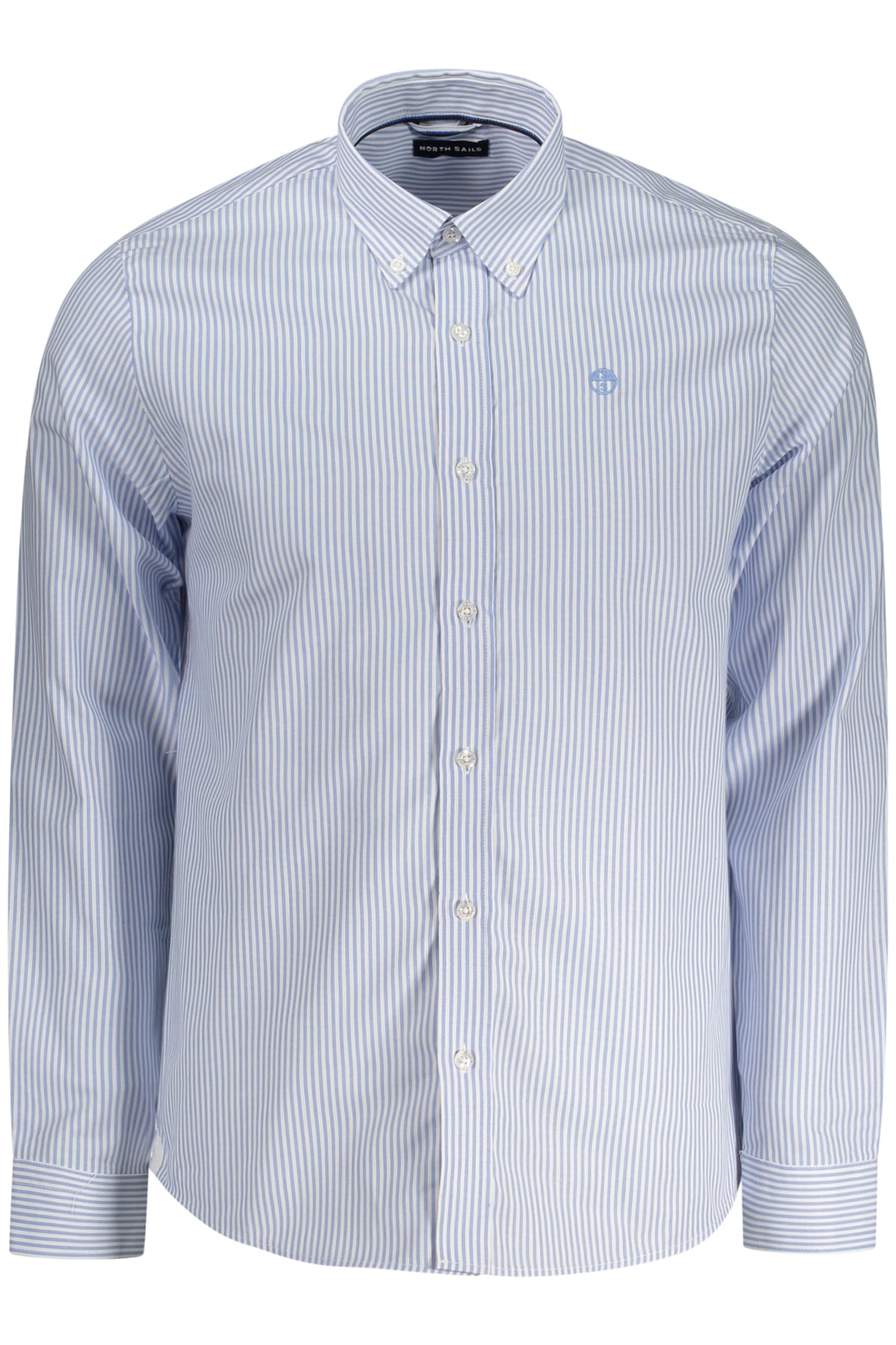 664367000_AZC001 – Elegantes Herrenhemd: Blau, gestreift, Button-Down, mit Stickerei – Größe: S, M, L, XL, 2XL, 3XL – Farbe: Azzurro