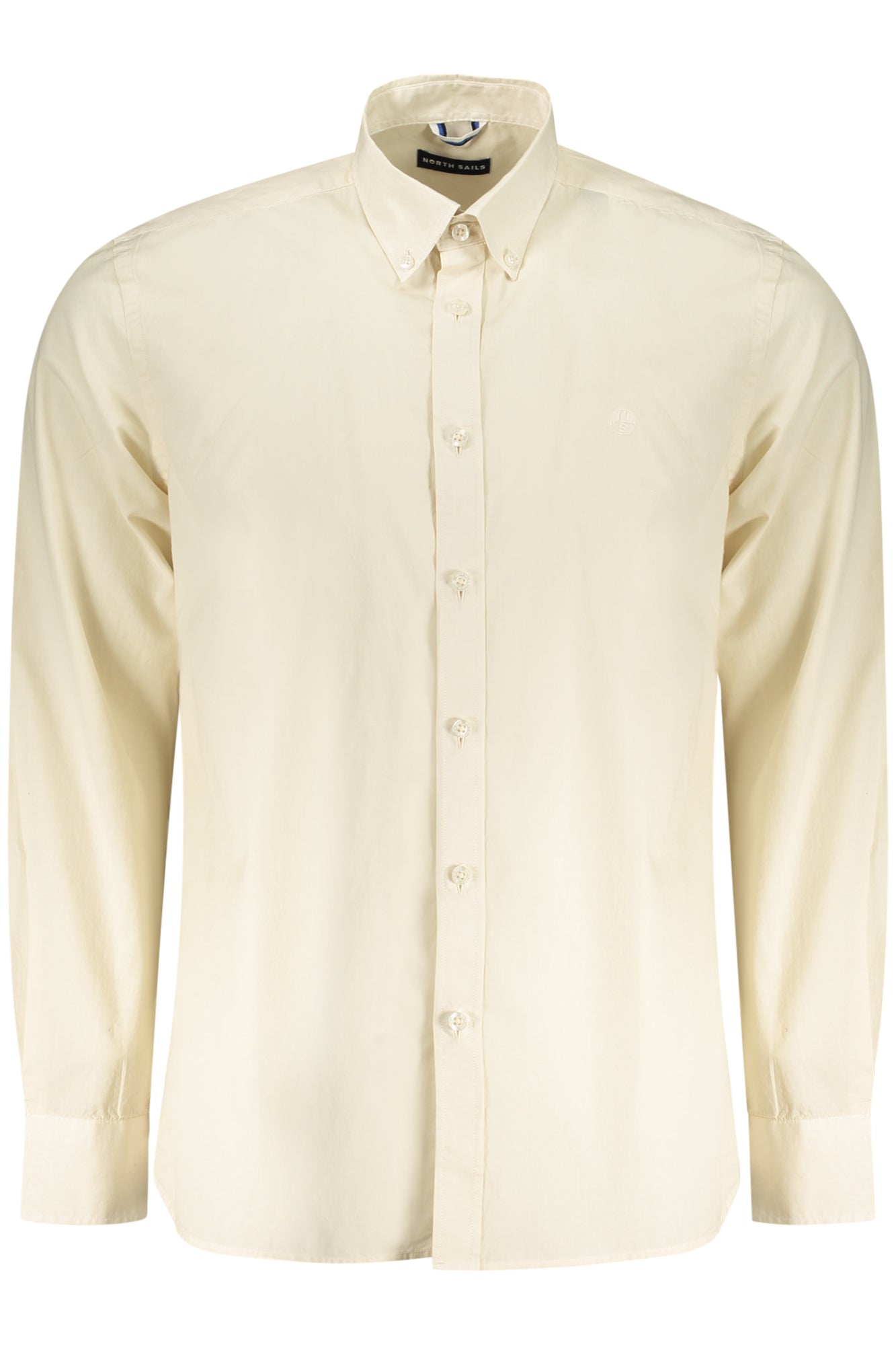 664387000_BE0120 – Herren Langarmshirt Beige – Mit Stickerei & Button-Down-Kragen – Größe: M – Farbe: Beige