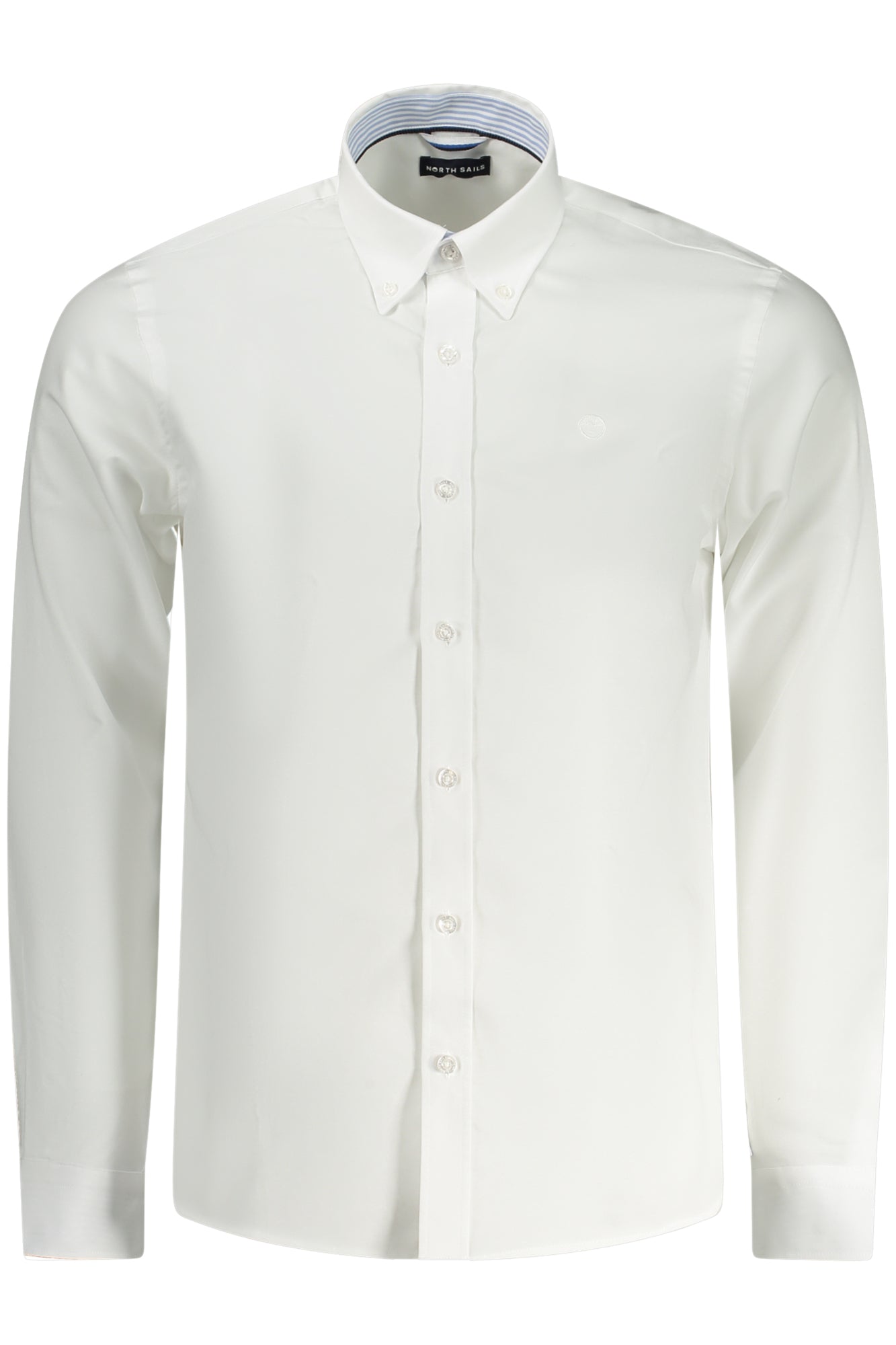 664366000_BI0101 – Herren Langarmhemd Weiß - Button-Down, Kontrastdetails, Stickerei – Größe: S, M, L, XL, 2XL, 3XL – Farbe: Bianco