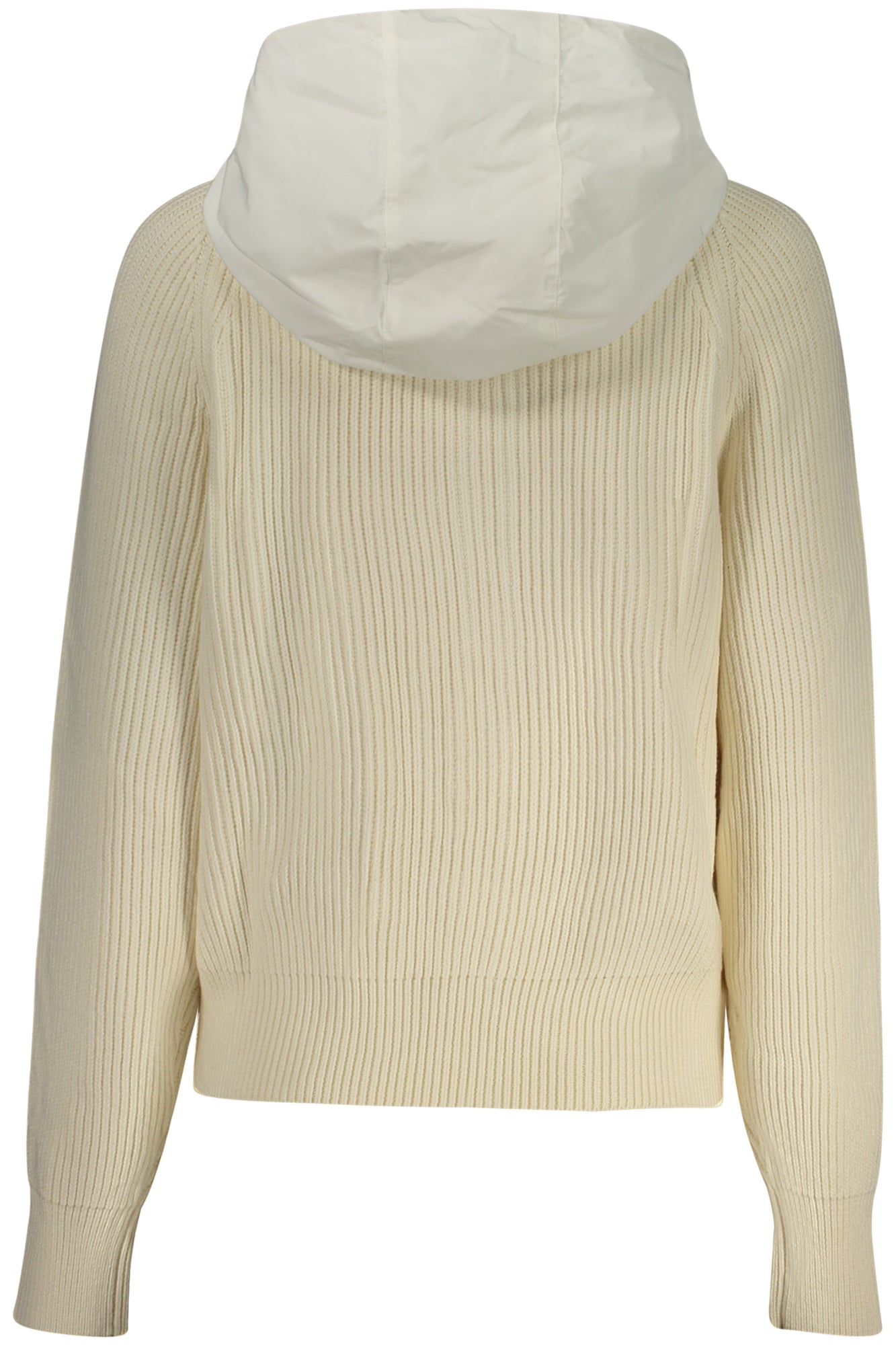 095525000_BI012A – Weiße Damen-Strickjacke mit Kapuze und Reißverschluss, nachhaltig – Größe: XS, S, M, L, XL – Farbe: Bianco