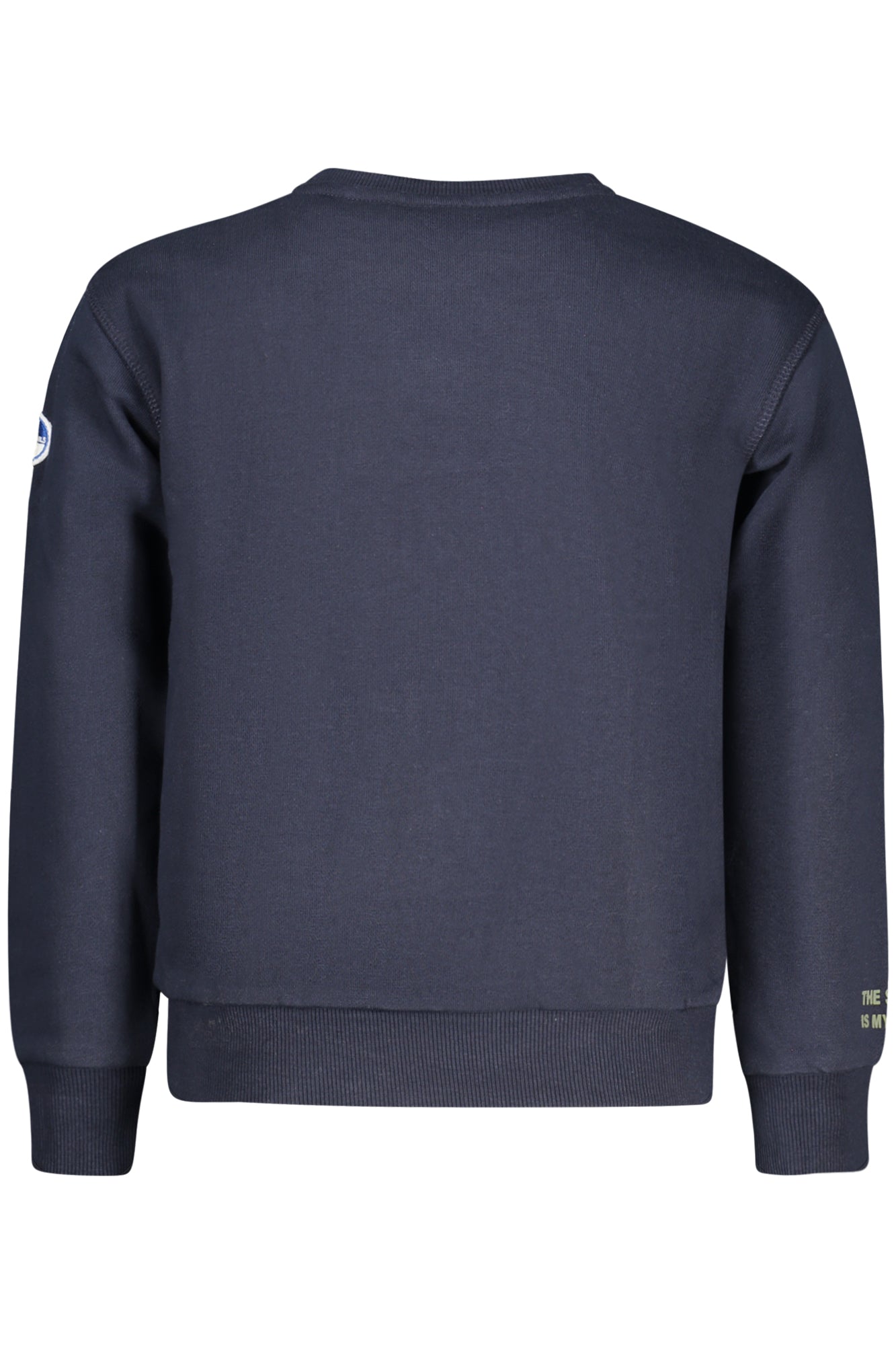 794479000_BL0802 – Blauer Kinderpullover: Langarm, Rundhals, gefüttert, mit Applikation – Größe: 6A, 8A, 10A, 12A, 14A – Farbe: Blu