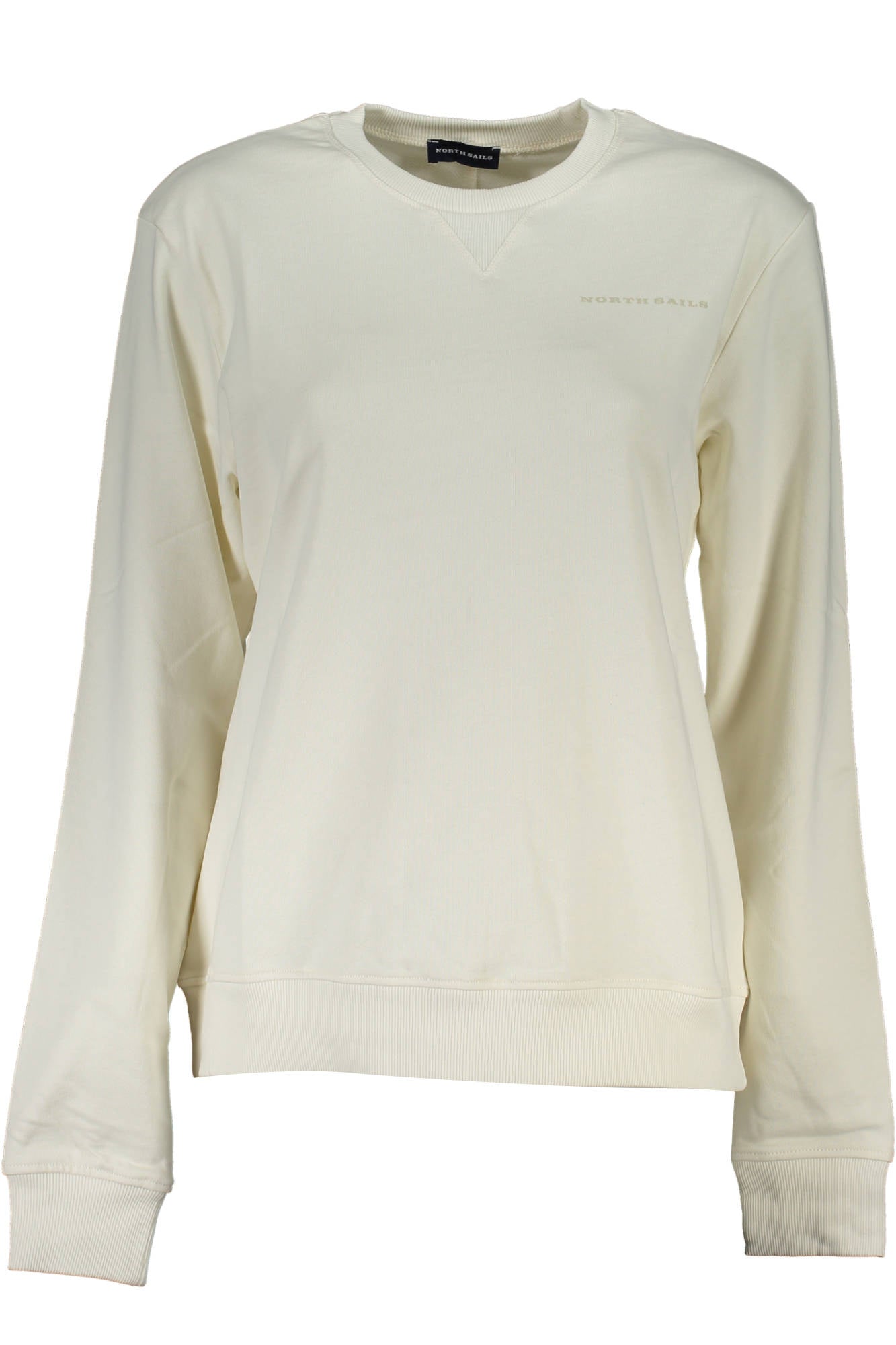 093671-000_BIANCO_0114 – Bio-Damenpullover: Weißes Sweatshirt mit Rundhals und Logoprint – Größe: XS, S, L, XL – Farbe: Bianco