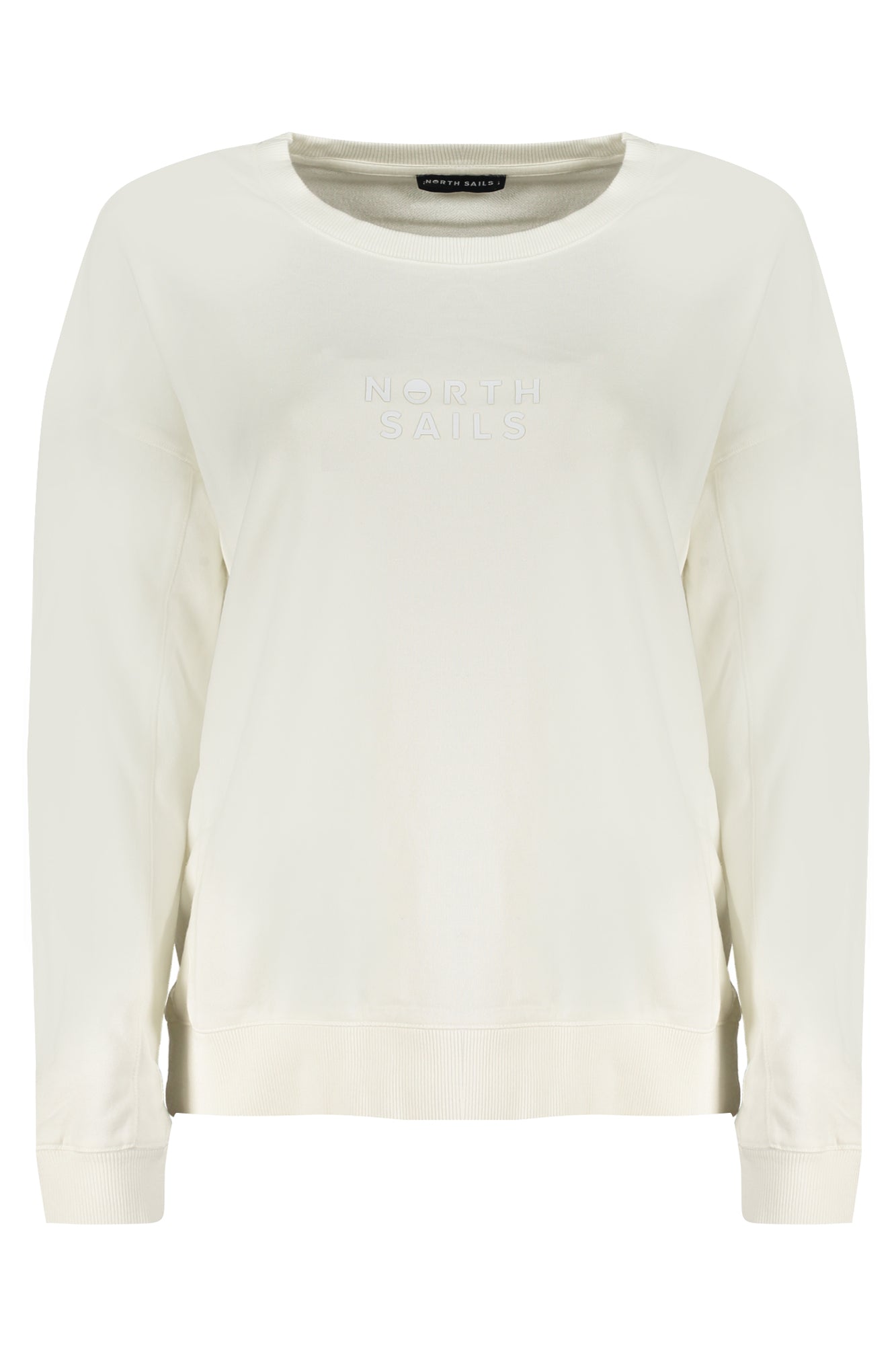 091900000_BI0105 – Stilvolles Damen-Sweatshirt: Weiß, Bio-Baumwolle, Langarm, Rundhals – Größe: S, M, L, XL – Farbe: Bianco