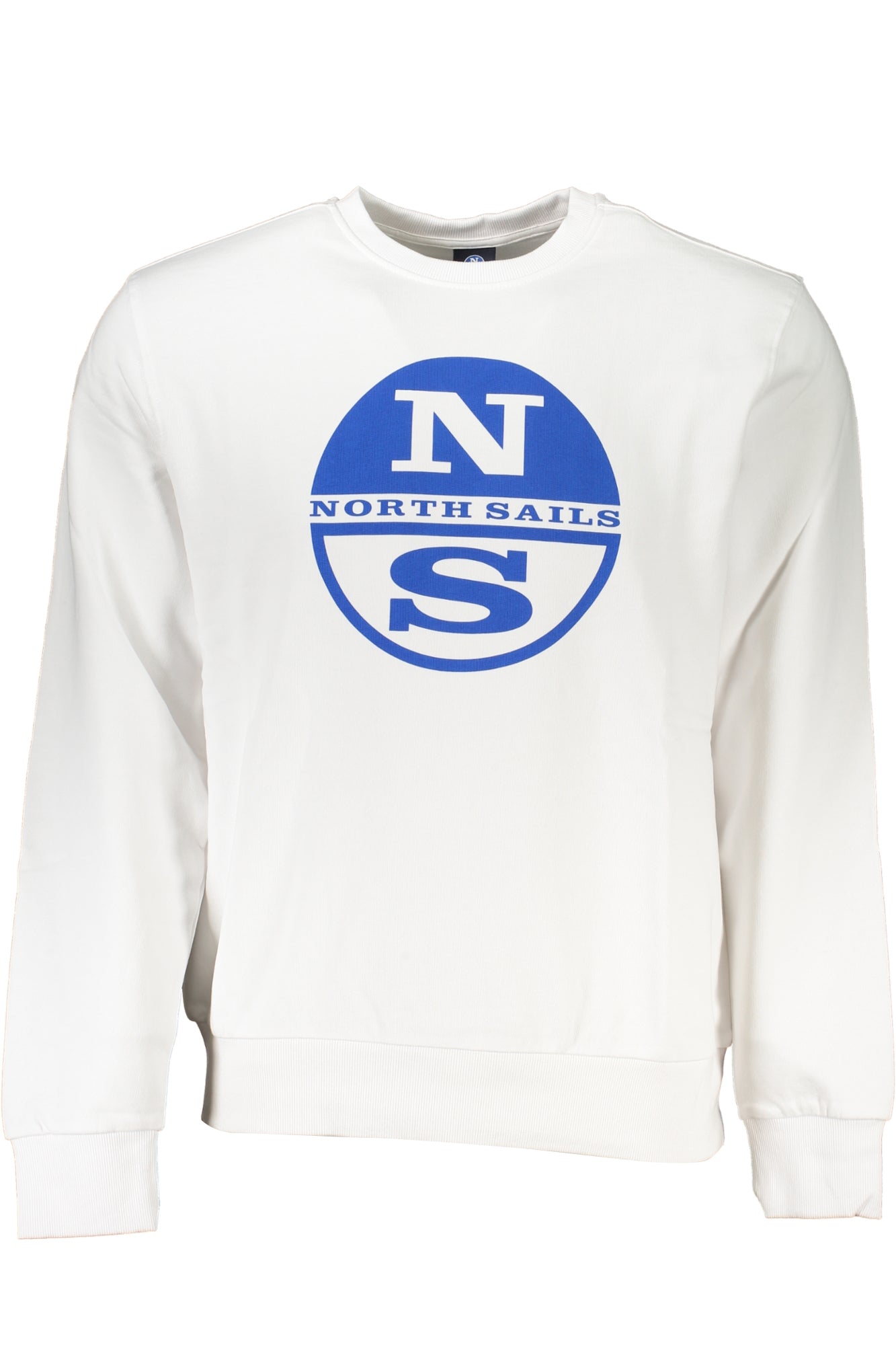 902731000_BI0101 – Weißes Herren-Langarm-Sweatshirt ohne Reißverschluss mit Druck und Logo – Größe: S, M, L, XL, 2XL, 3XL – Farbe: Bianco