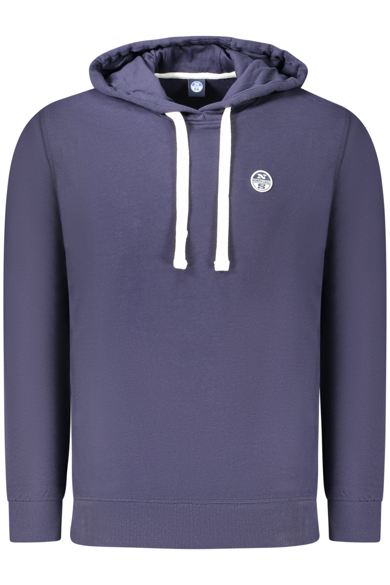 993013000_BL0802 – Blaues Herren-Kapuzenpullover ohne Reißverschluss, mit Logo-Applikation – Größe: S, M, L, XL, 2XL, 3XL – Farbe: Blu