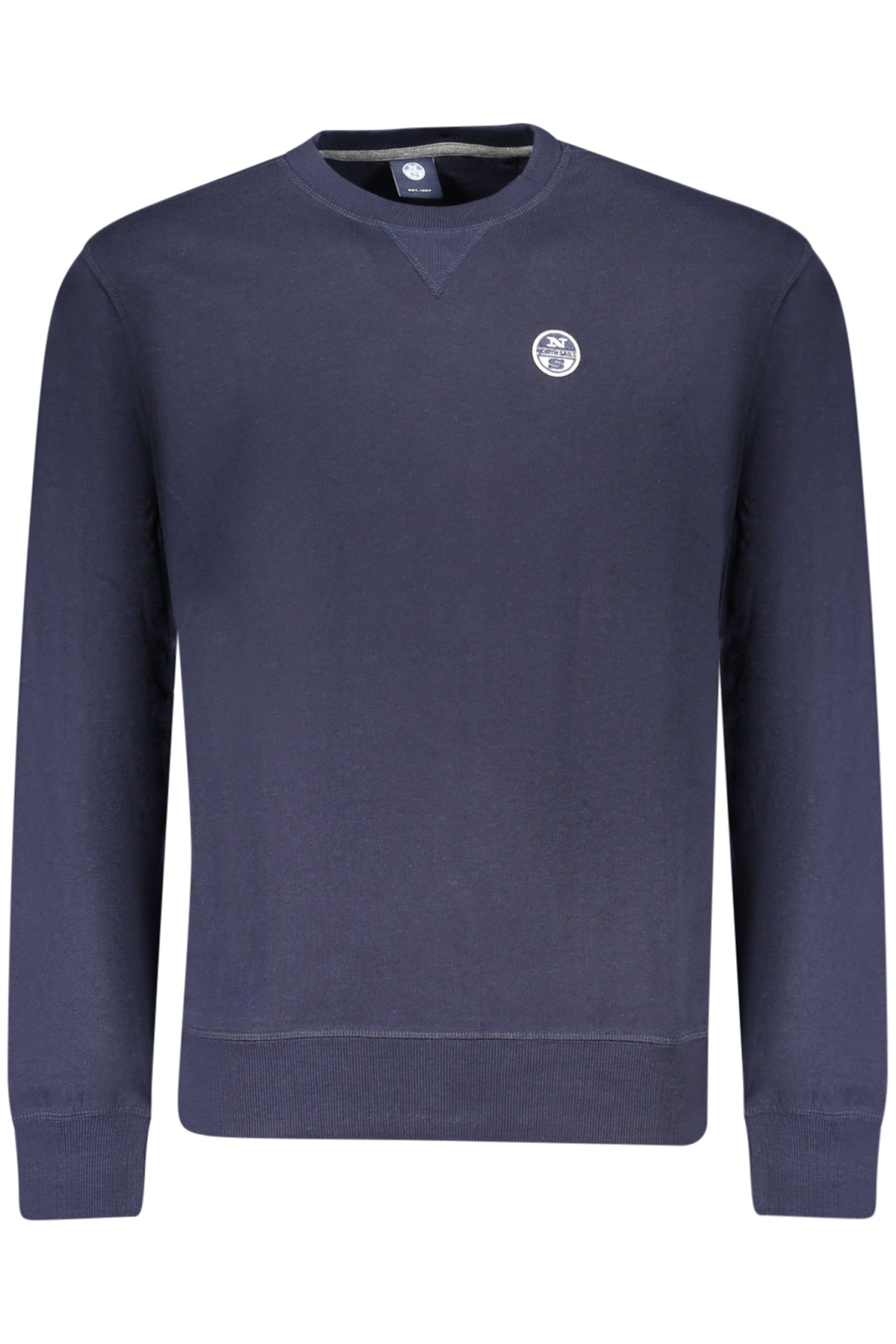993022000_BL0802 – Blaues Herren-Sweatshirt mit Rundhalsausschnitt und Logo-Applikation – Größe: S, M, L, XL, 2XL, 3XL – Farbe: Blu