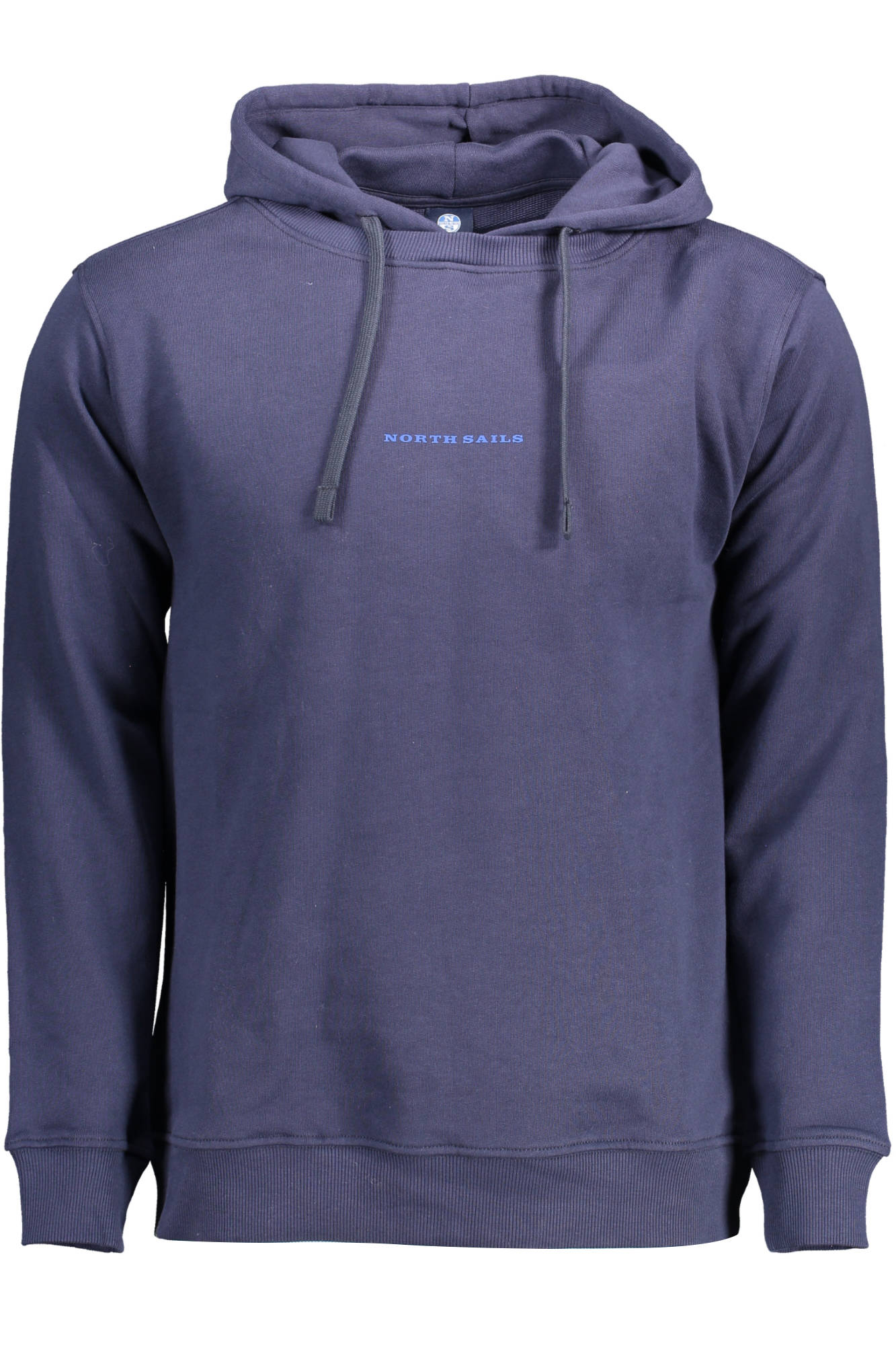 691017-000_BLU_0802 – Blaues Herren-Sweatshirt: Langarm Kapuzenpullover aus Naturfasern mit Print – Größe: L, XL, 2XL, 3XL – Farbe: Blu