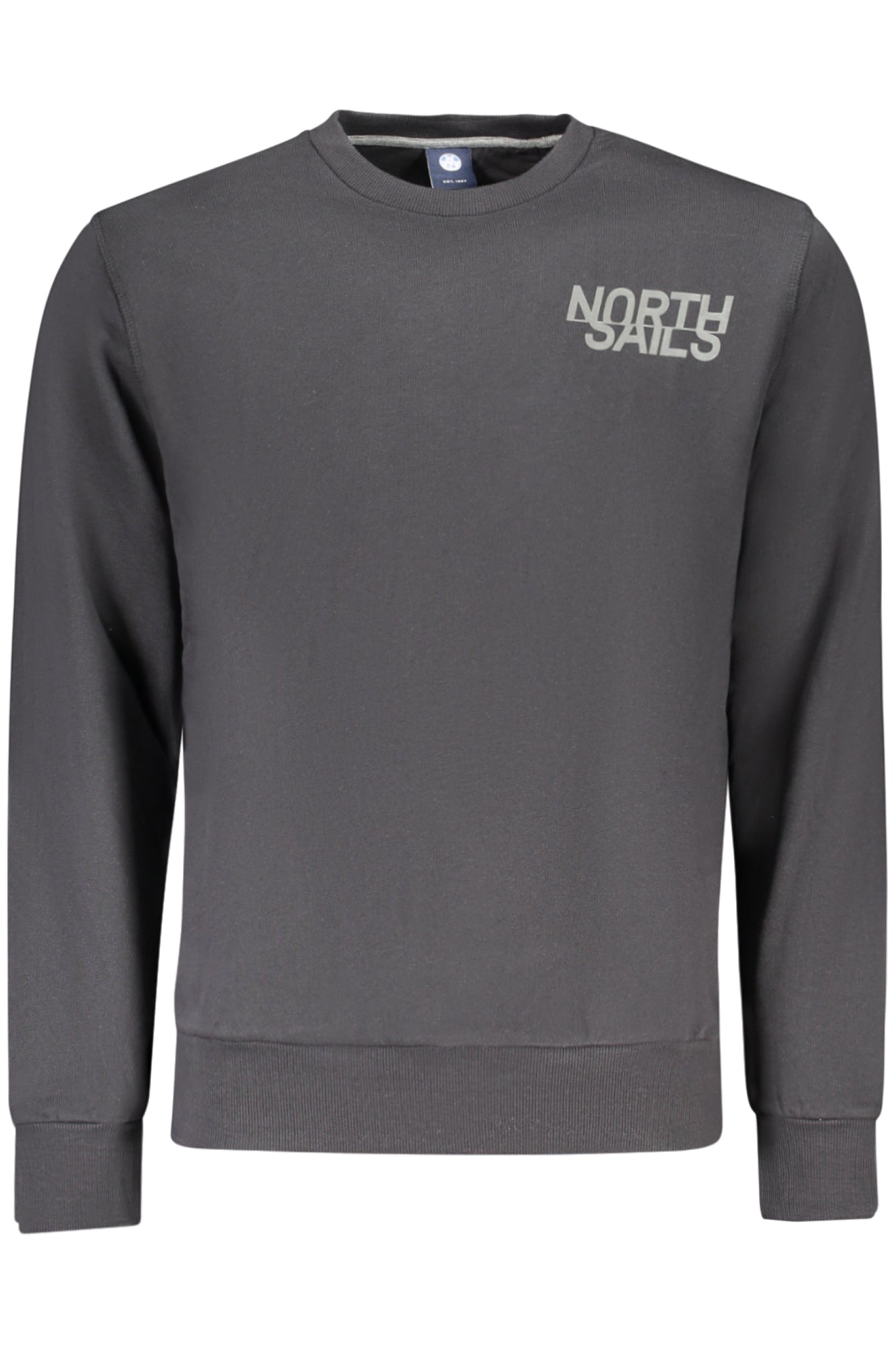 993024000_NE0999 – Schwarzes Herren-Sweatshirt langarm mit Rundhals und Druck-Detail. – Größe: S, M, L, XL, 2XL, 3XL – Farbe: Nero