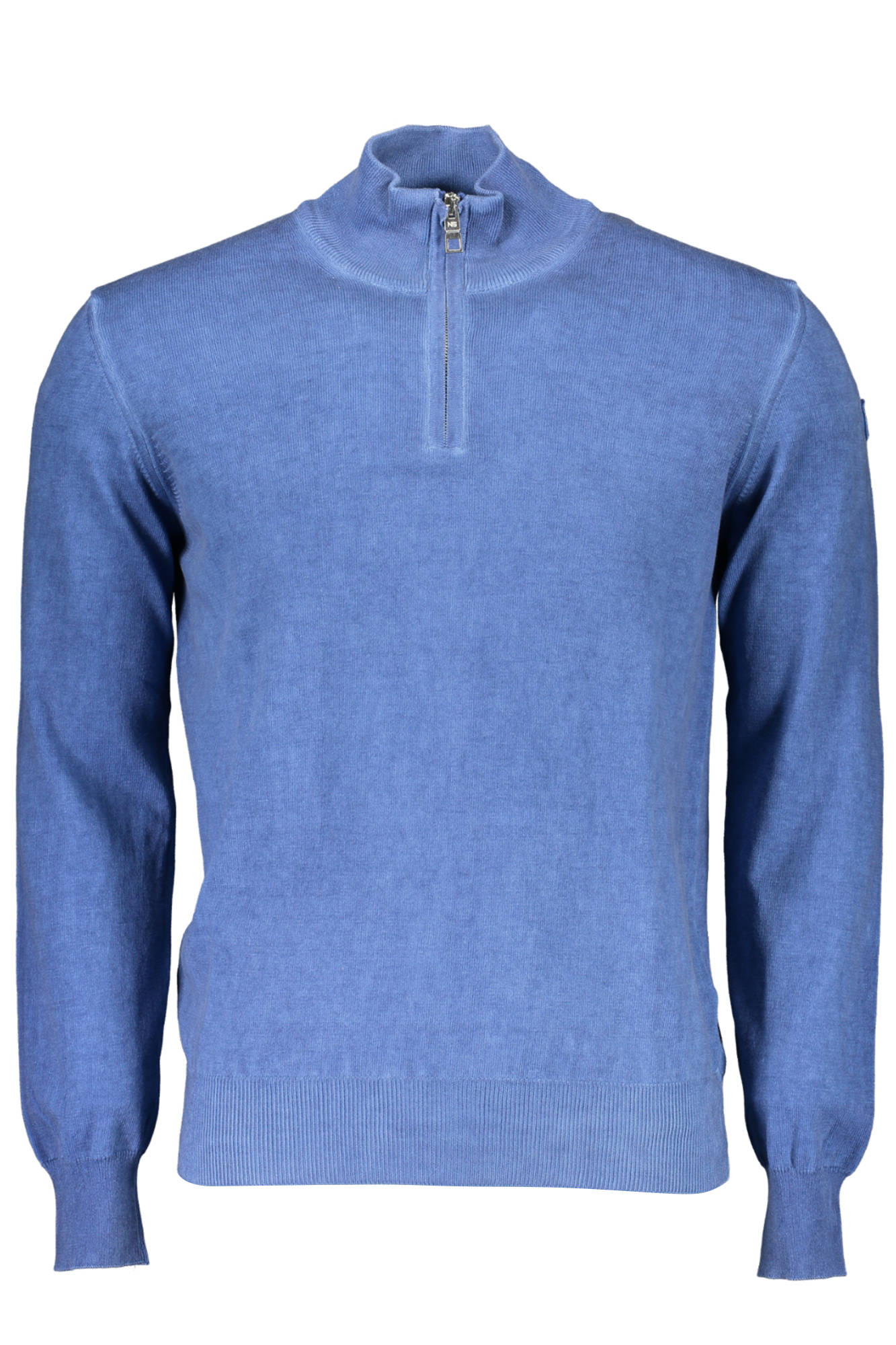 698890-000_BLU_0790 – Stilvoller Herrenpullover in Blau mit halbem Reißverschluss und Logo – Größe: 2XL – Farbe: Blu