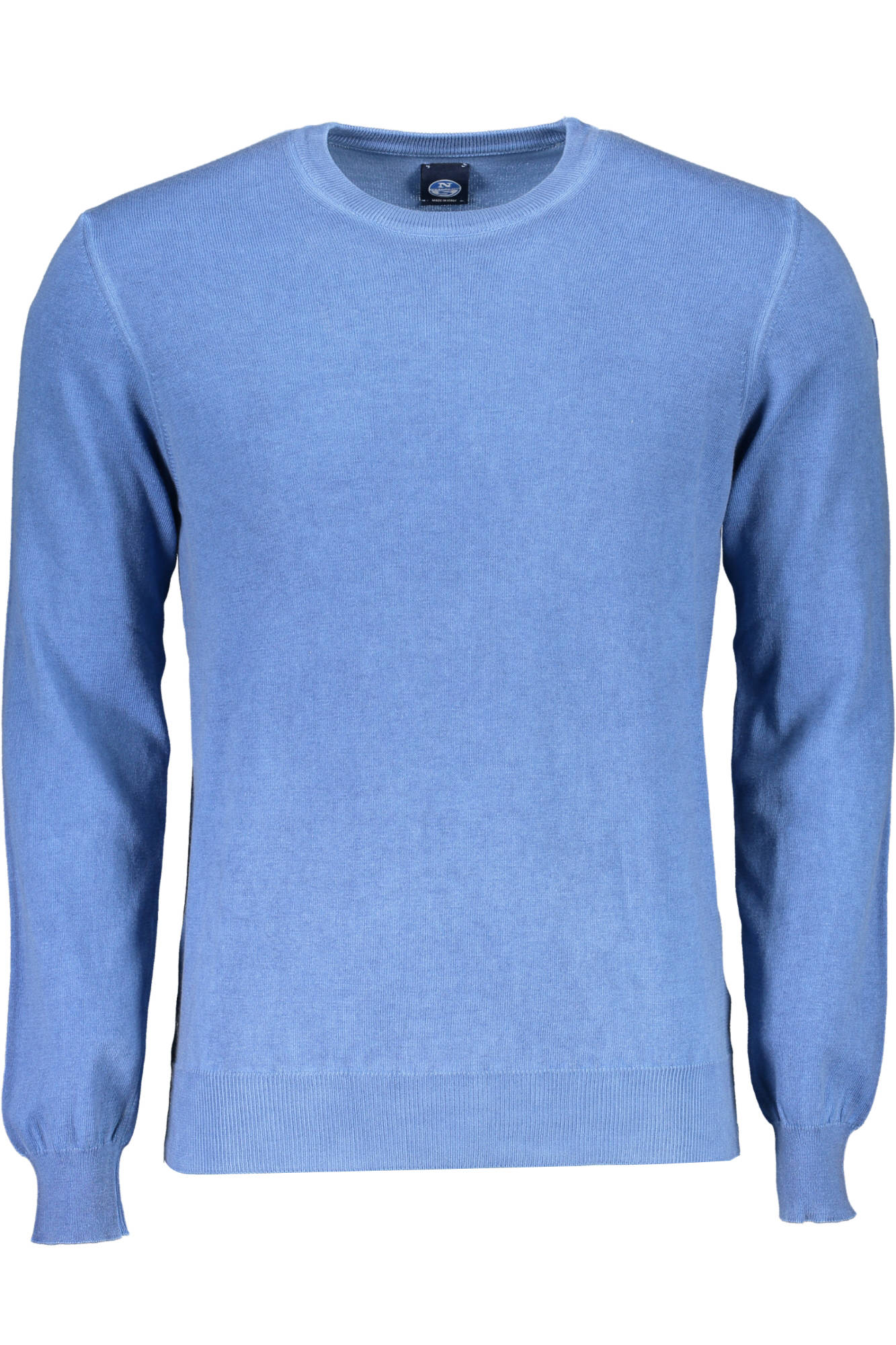 698511-000_BLU_0790 – Herren Pullover Blau: Langarm, Rundhals, Stilvoll mit Applikation – Größe: 3XL – Farbe: Blu
