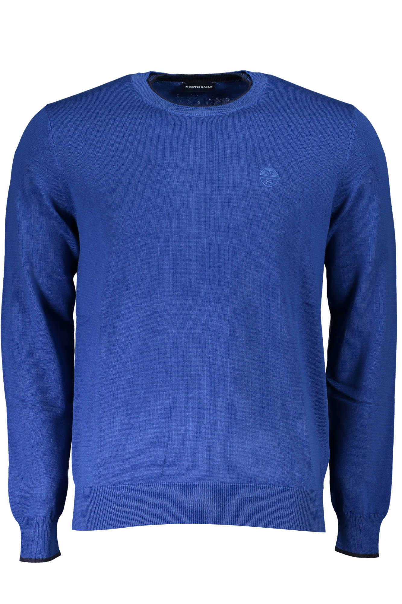 699555-000_BLU_0790 – Herren Pullover Blau: Langarmshirt aus Bio-Baumwolle mit Stickerei – Größe: M, L, XL, 2XL – Farbe: Blu