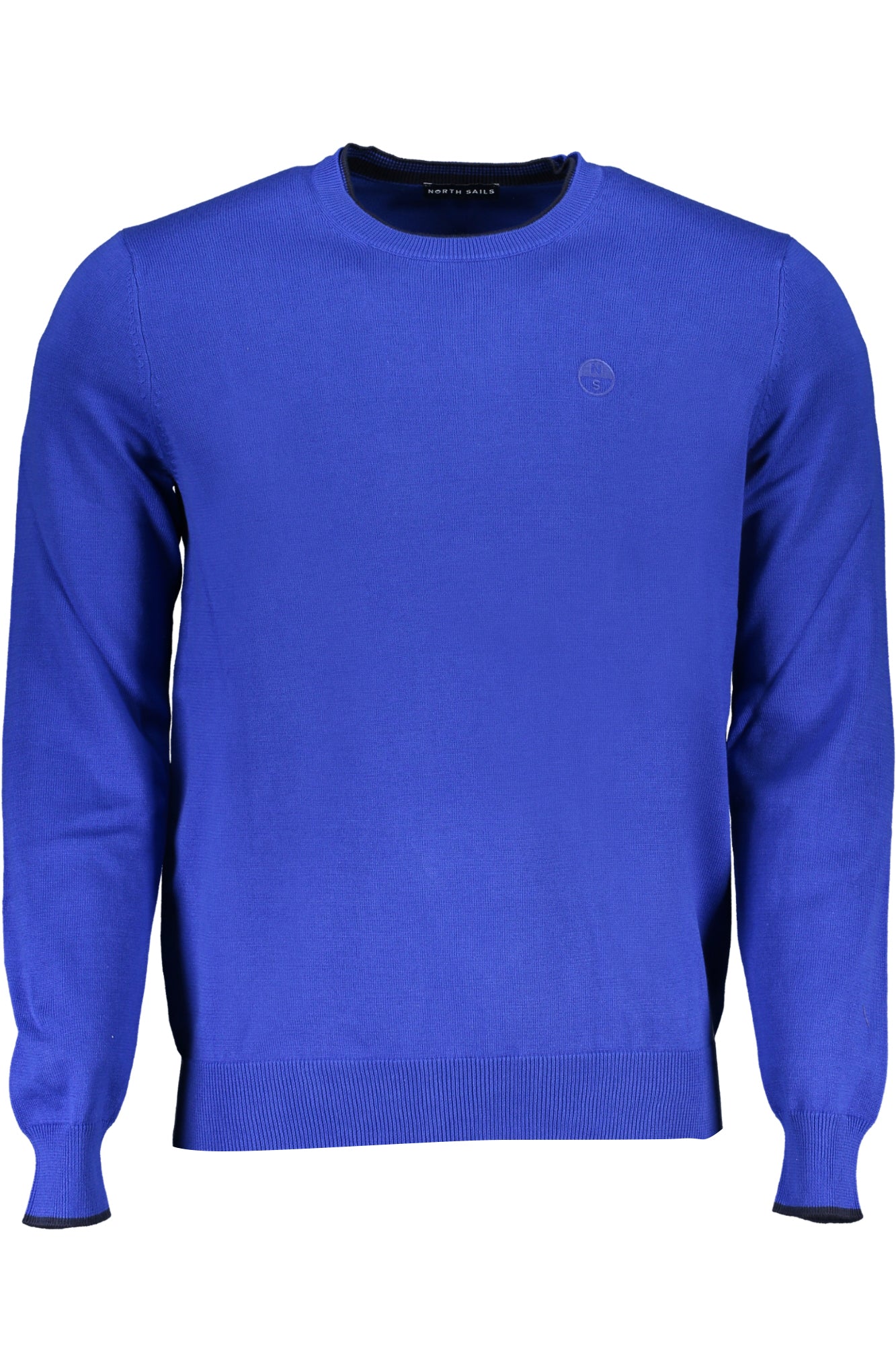 699923000_BL0831 – Herren Pullover Blau: Langarm, Bio-Baumwolle, Kontrastdetails – Größe: S, M, XL, 2XL, L – Farbe: Blu