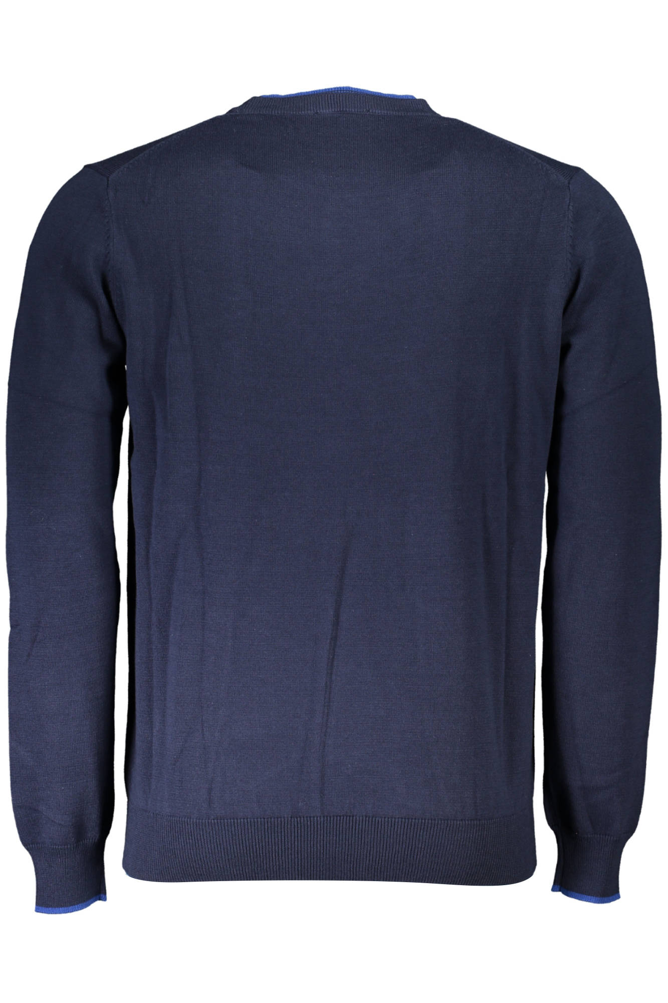 699555-000_BLU_0802 – Herren Pullover Blau - Bio-Baumwolle, Stickerei & Kontrastdetails – Größe: L – Farbe: Blu