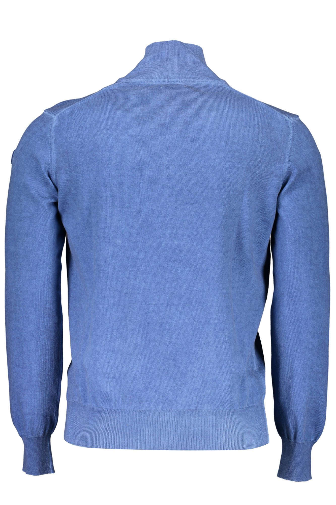698890-000_BLU_0790 – Stilvoller Herrenpullover in Blau mit halbem Reißverschluss und Logo – Größe: 2XL – Farbe: Blu