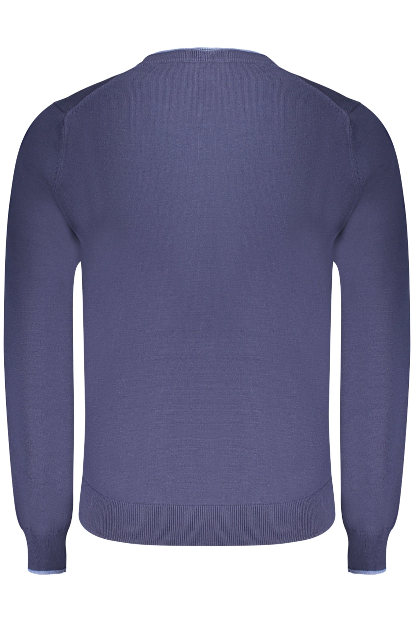 699830000_BL0802 – Herren Pullover Blau - Langarm, Rundhals, Kontrastdetails, Stickerei – Größe: S, M, L, XL, 2XL, 3XL – Farbe: Blu
