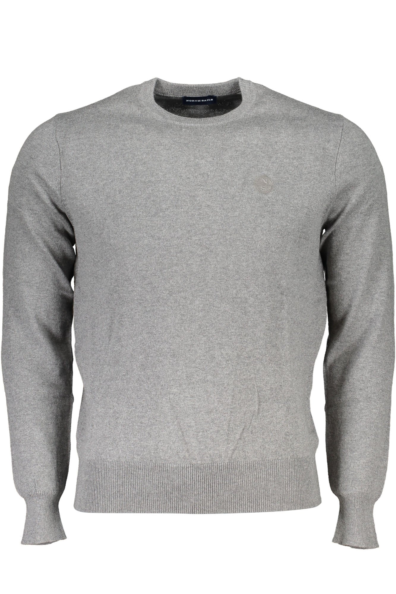 699858000_GR0928 – Grauer Herren-Pullover mit Rundhals aus recycelten Fasern und Stickerei – Größe: XL, 2XL, 3XL, L – Farbe: Grigio