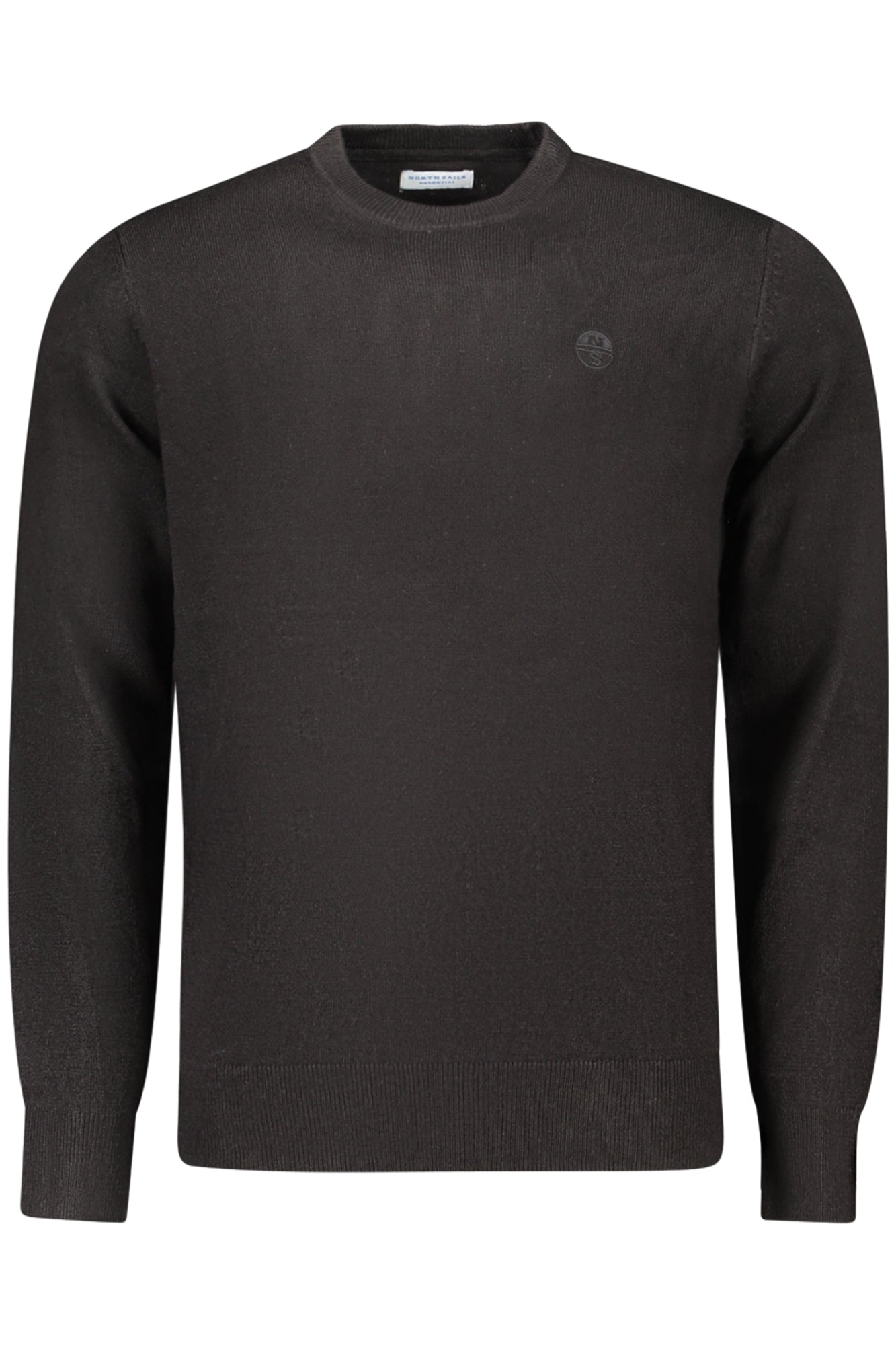 990010000_NE0999 – Herren Pullover Schwarz: Langarmshirt mit Rundhalsausschnitt & Stickerei – Größe: S, M, L, XL, 2XL, 3XL – Farbe: Nero