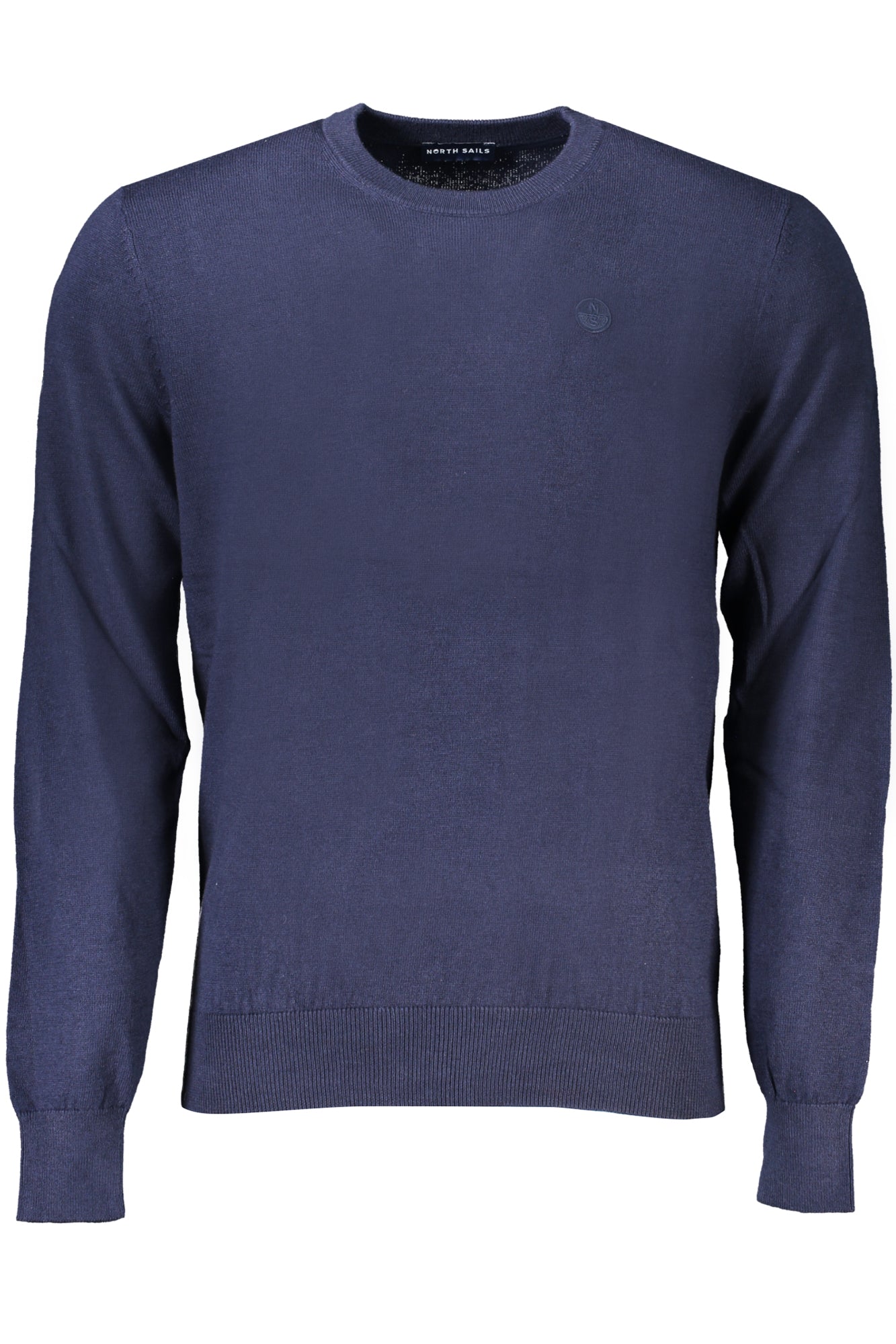699773000_BL0802 – Blauer Herrenpullover mit Rundhalsausschnitt und Logoapplikation – Größe: S, M, L, XL, 2XL – Farbe: Blu