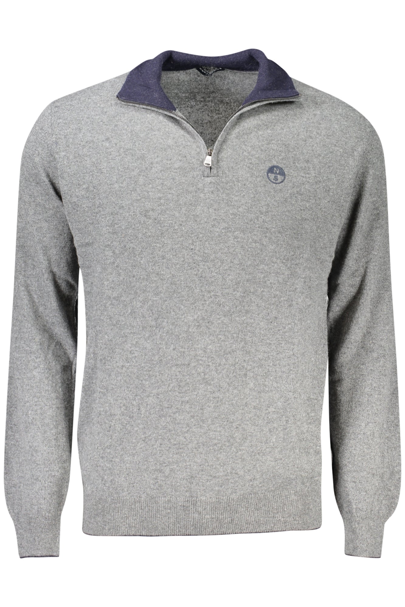 699778000_GR0928 – Grauer Herrenpullover mit Reißverschluss: Stilvolle Details & Stickerei – Größe: S, M, XL, L, 2XL – Farbe: Grigio