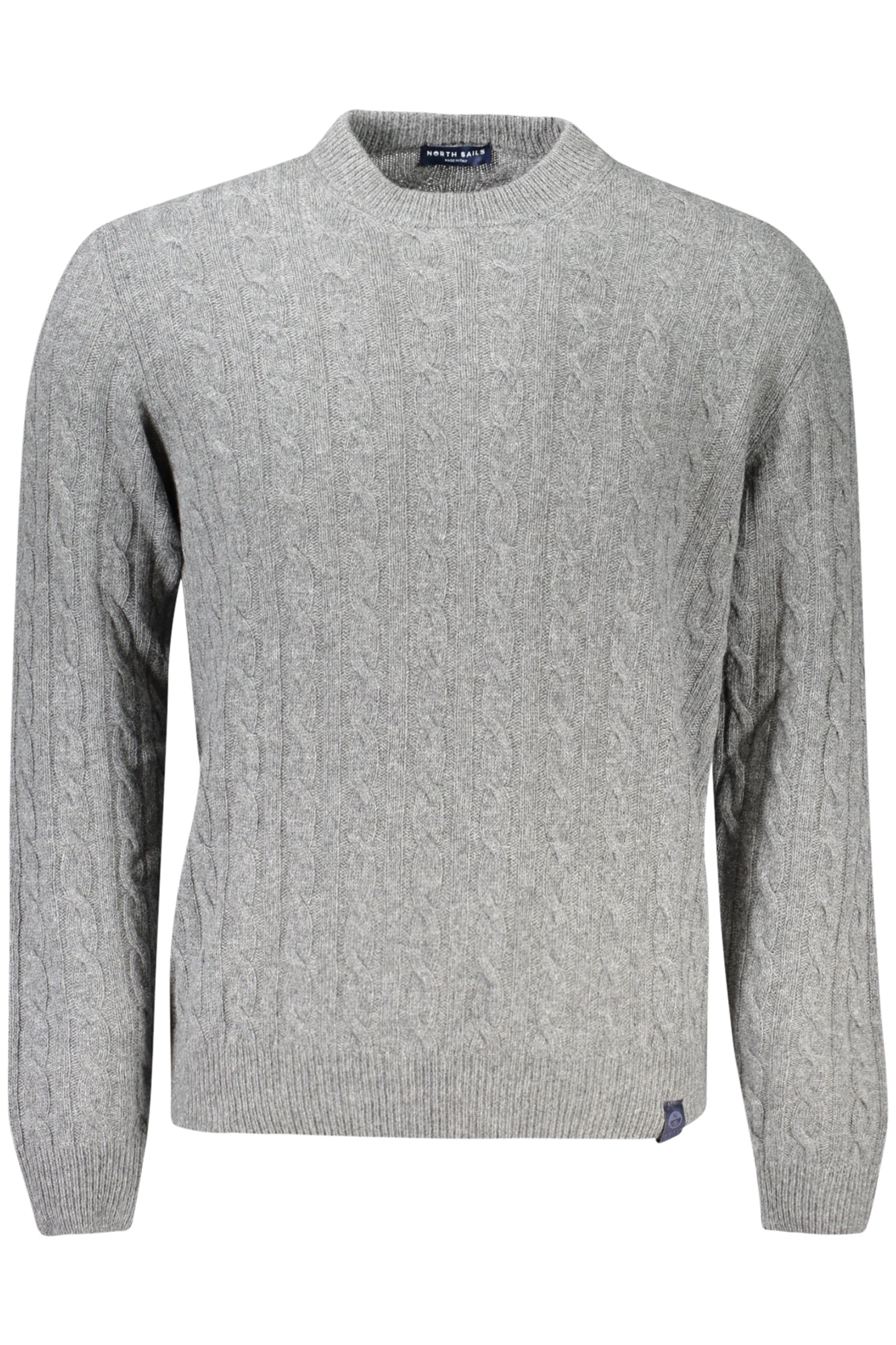 699782000_GR0928 – Grauer Herren-Kapuzenpullover mit Zopfmuster und Rundhalsausschnitt – Größe: S, M, L, XL, 2XL – Farbe: Grigio
