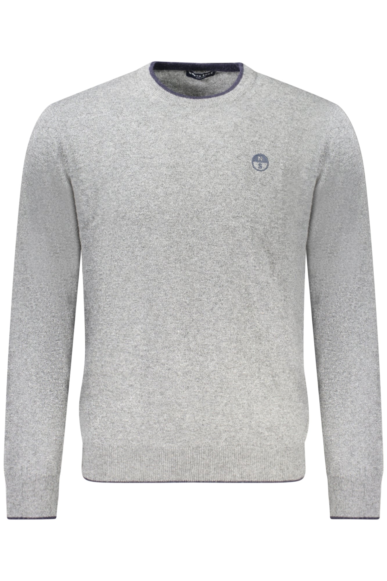699775000_GR0928 – Grauer Herrenpullover mit Rundhalsausschnitt und Stickerei-Details – Größe: M, XL, 2XL, L, S – Farbe: Grigio