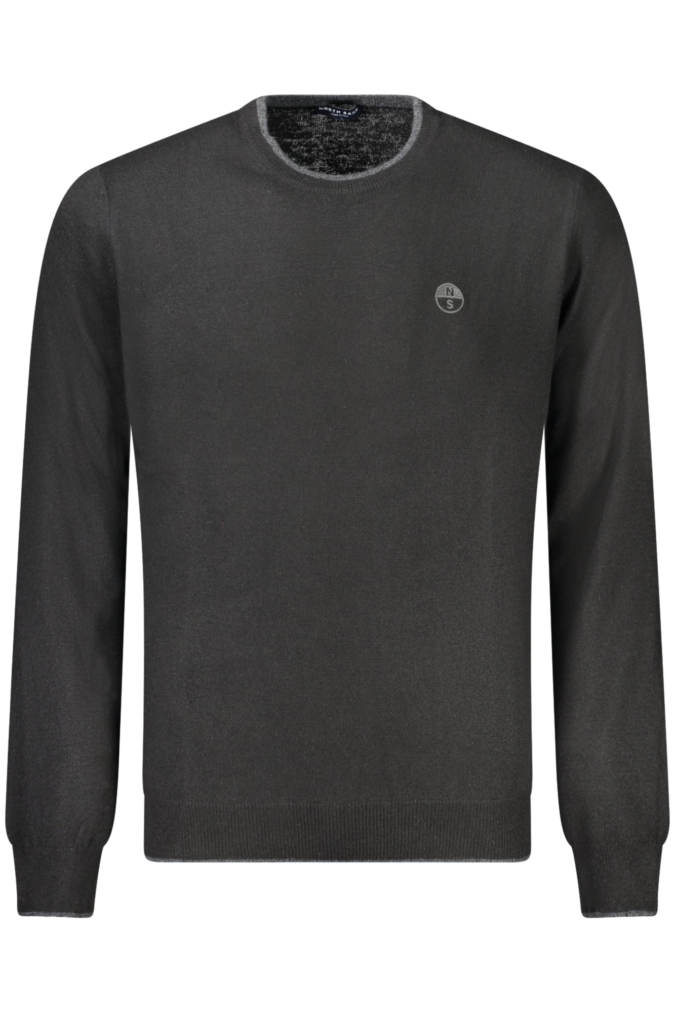 699775000_NE0999 – Herren Langarm-Pullover Schwarz mit Kontrastdetails und Stickerei – Größe: XL, 2XL, S, M, L – Farbe: Nero