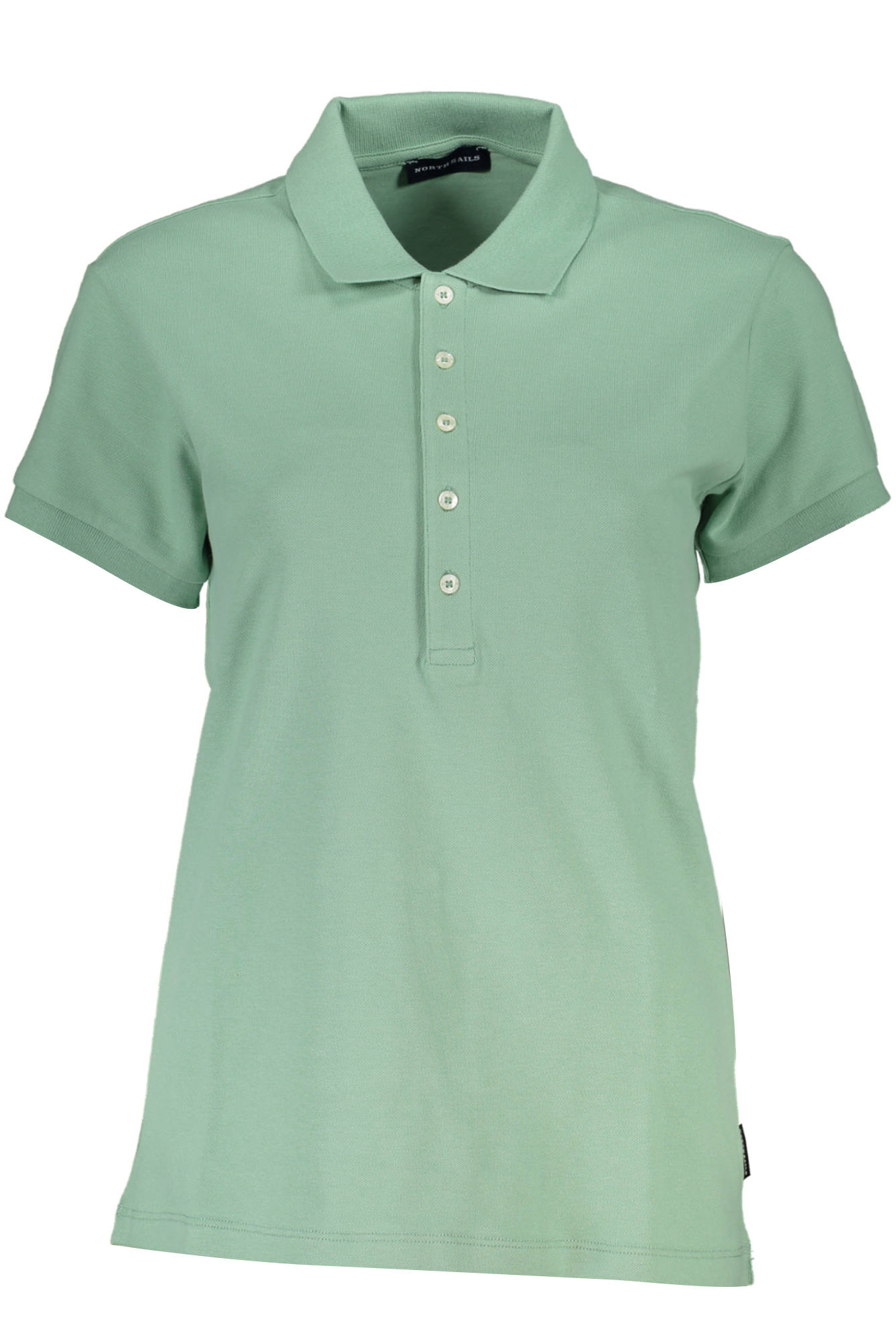 094164-000_VERDE_0405 – Grünes Damen Kurzarm-Poloshirt aus Bio-Baumwolle mit 5 Knöpfen – Größe: XS, S, M, L – Farbe: Verde