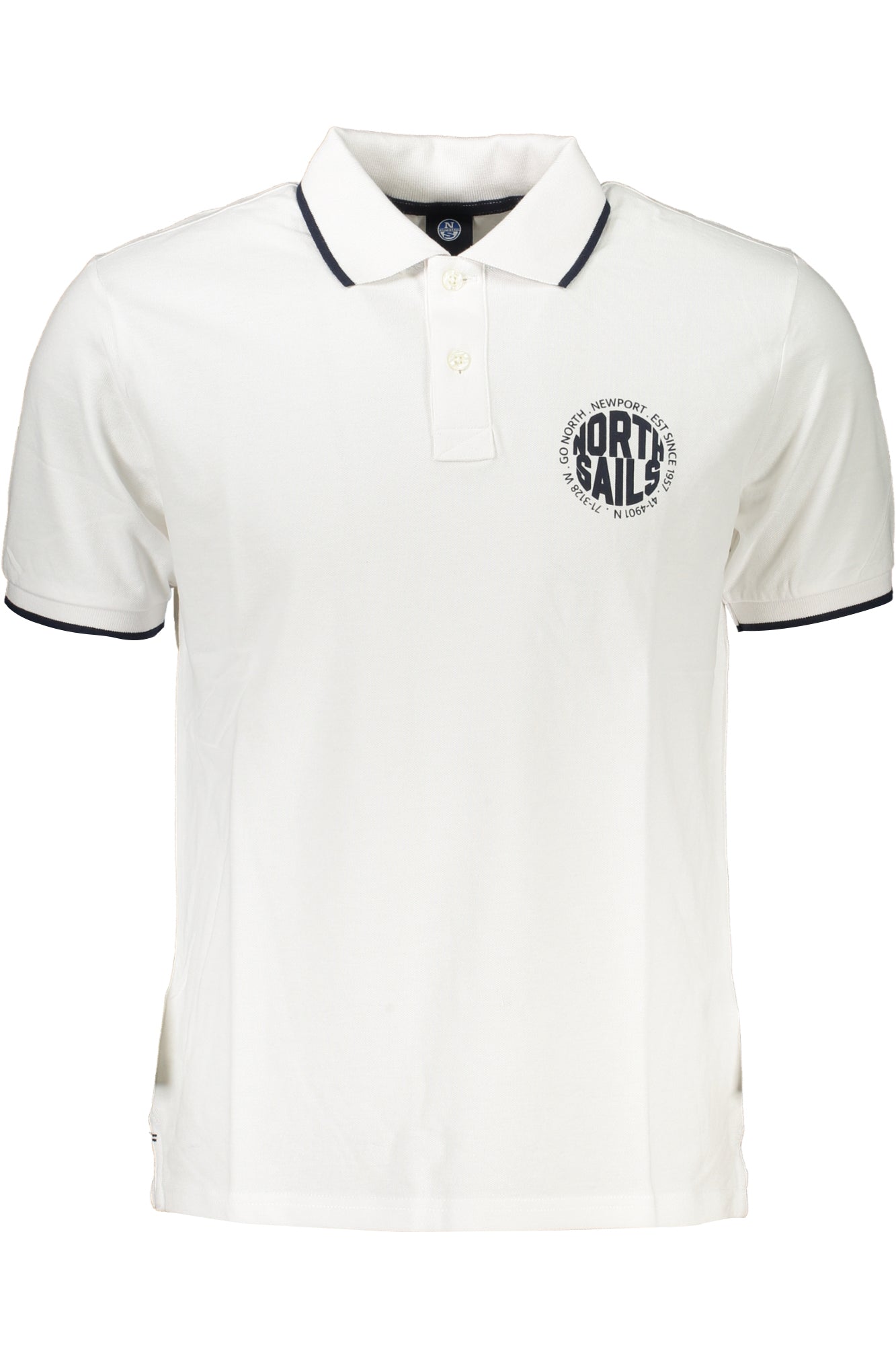 902829000_BI0101 – Herren Kurzarm-Poloshirt Weiß mit Kontrastdetails & Logo-Druck – Größe: S, M, L, XL, 2XL – Farbe: Bianco