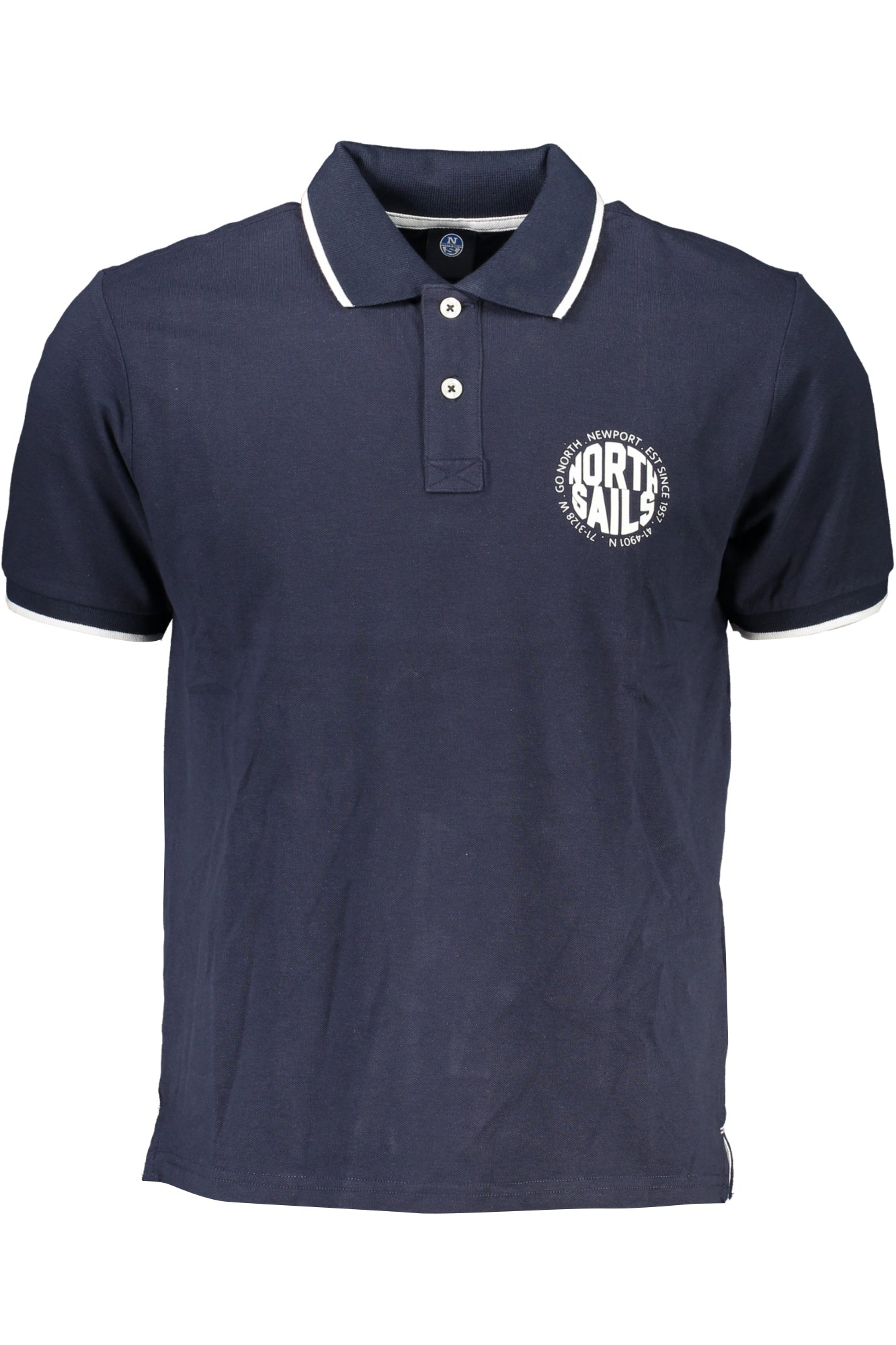 902829000_BL0802 – Blaues Herren-Kurzarm-Poloshirt mit Kontrastdetails und Logo-Druck – Größe: S, M, L, XL – Farbe: Blu