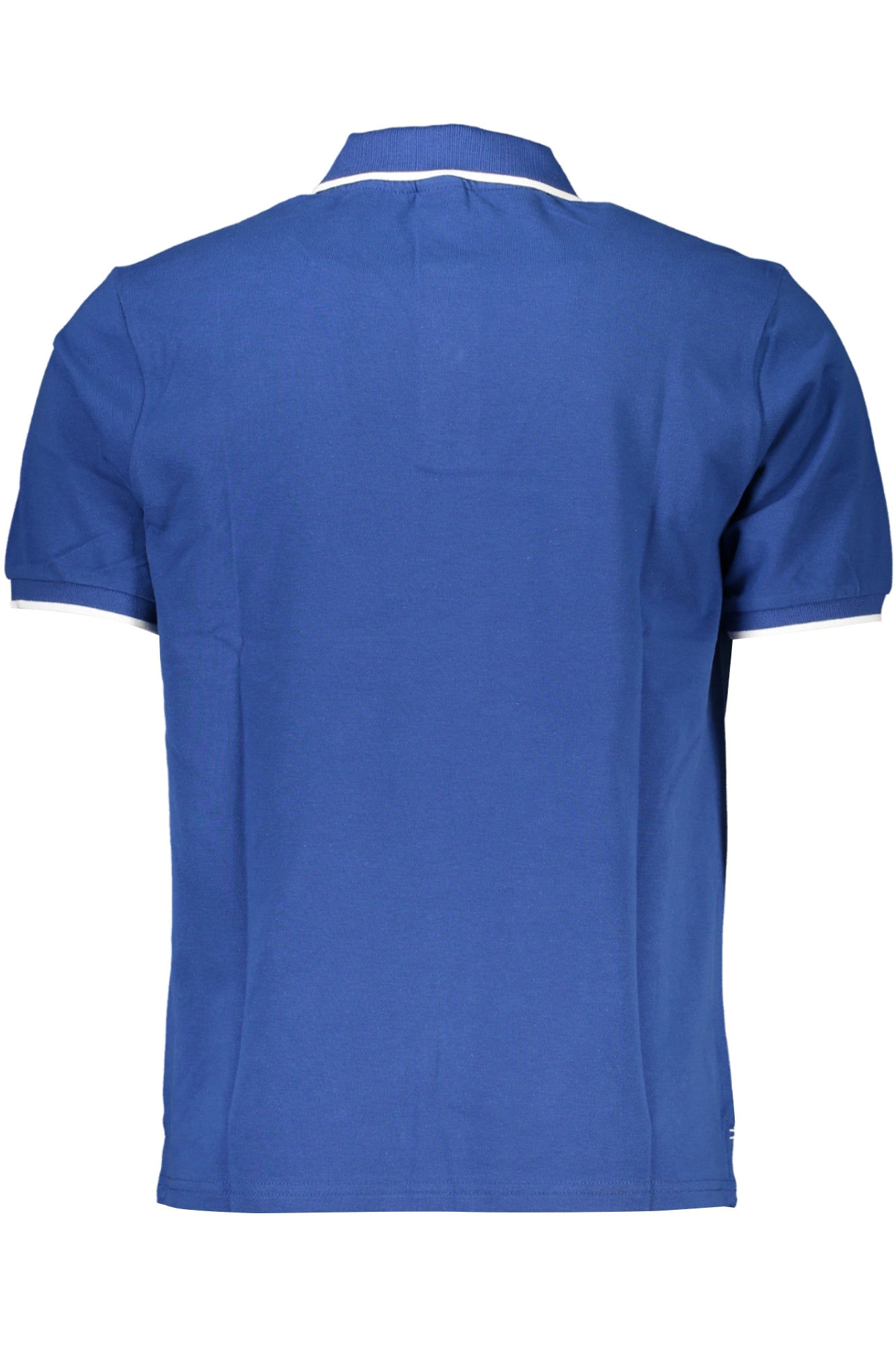 902829000_BL0790 – Herrenpolo Blau mit Kontrastdetails und Print – Kurzarm, 2 Knöpfe – Größe: S, M, L, XL, 2XL – Farbe: Blu