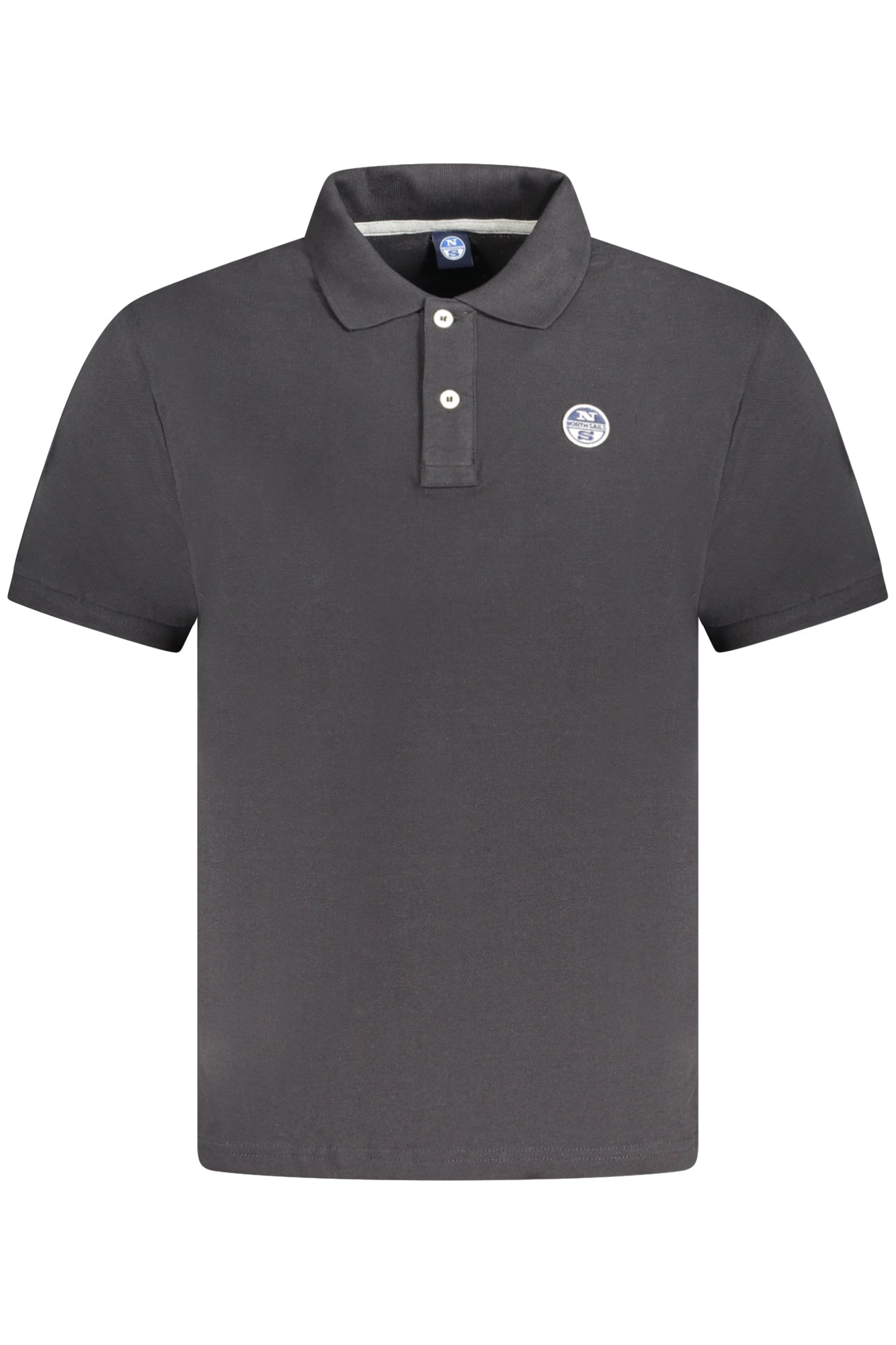 995011000_NE0999 – Herren-Poloshirt Schwarz mit Applikation und Logo - Kurzarm, 2 Knöpfe – Größe: S, M, L, XL, 2XL, 3XL – Farbe: Nero