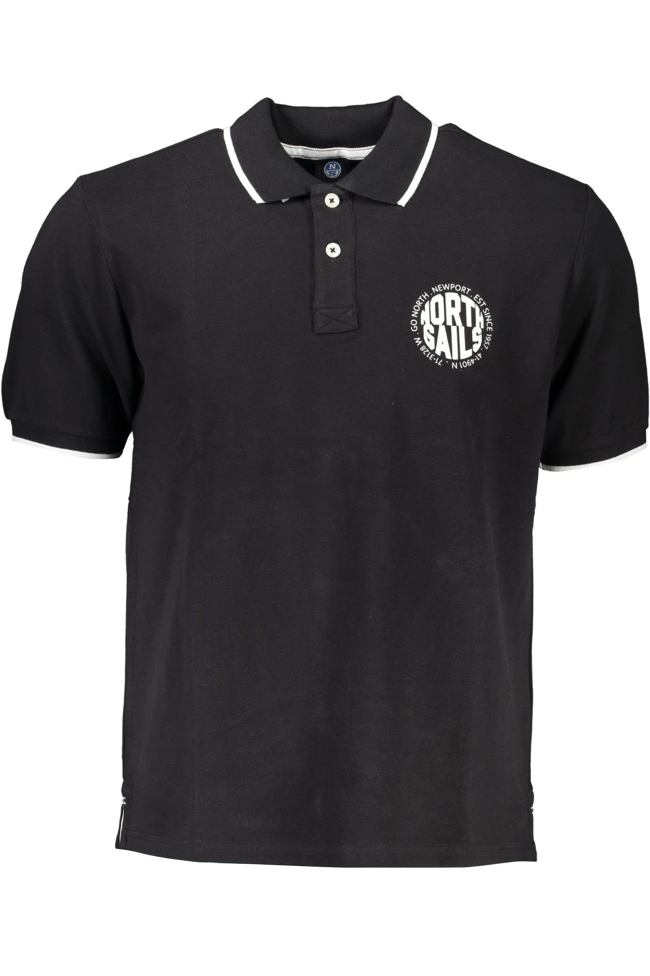 902829000_NE0999 – Schwarzes Herren-Kurzarm-Poloshirt mit Kontrastdetails und Logo – Größe: S, M, L, XL, 2XL – Farbe: Nero