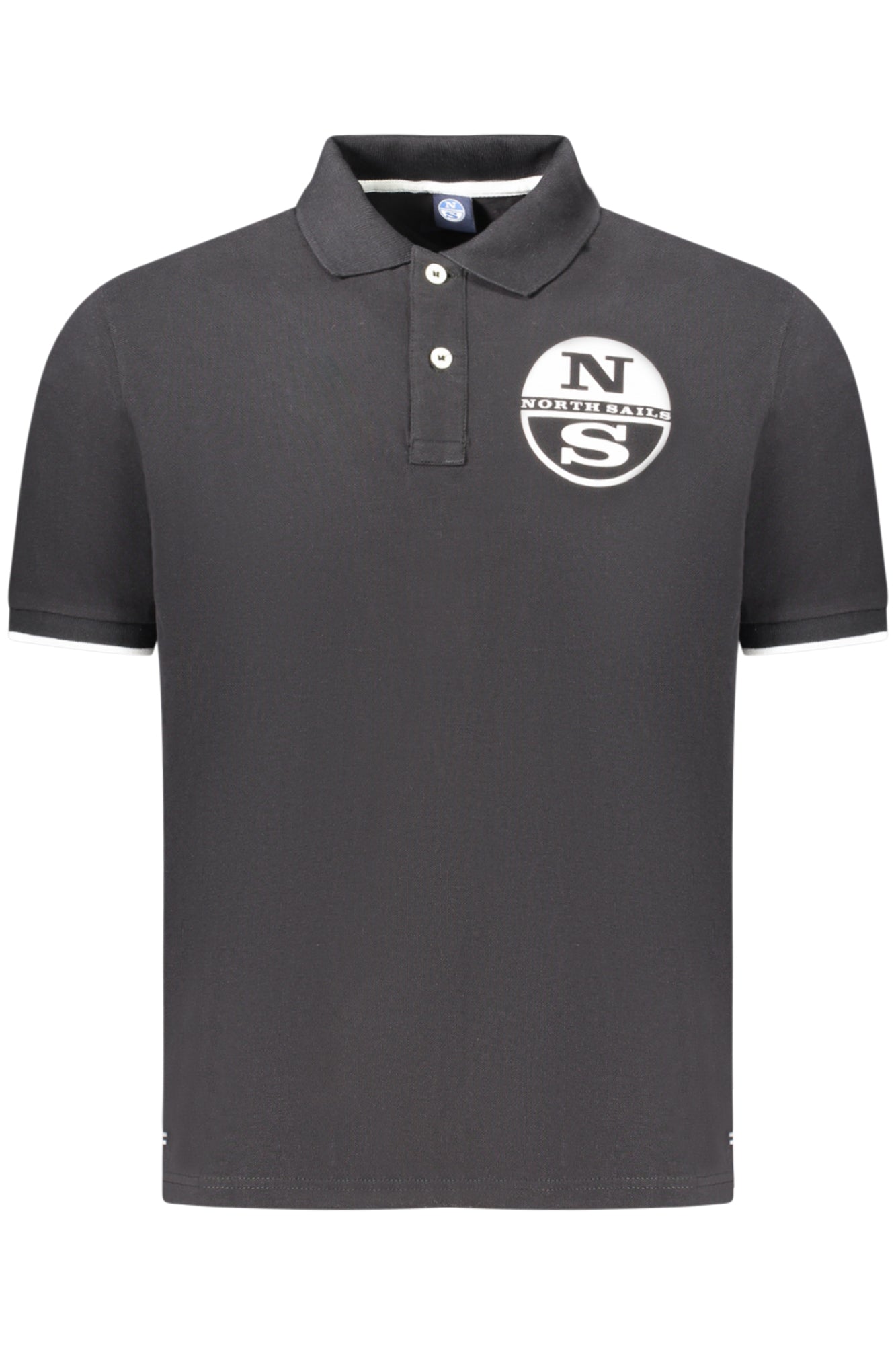 995014000_NE0999 – Elegantes Herren-Poloshirt, Schwarz mit Kontrastdetails und Logo-Druck – Größe: S, M, L, XL, 2XL, 3XL – Farbe: Nero