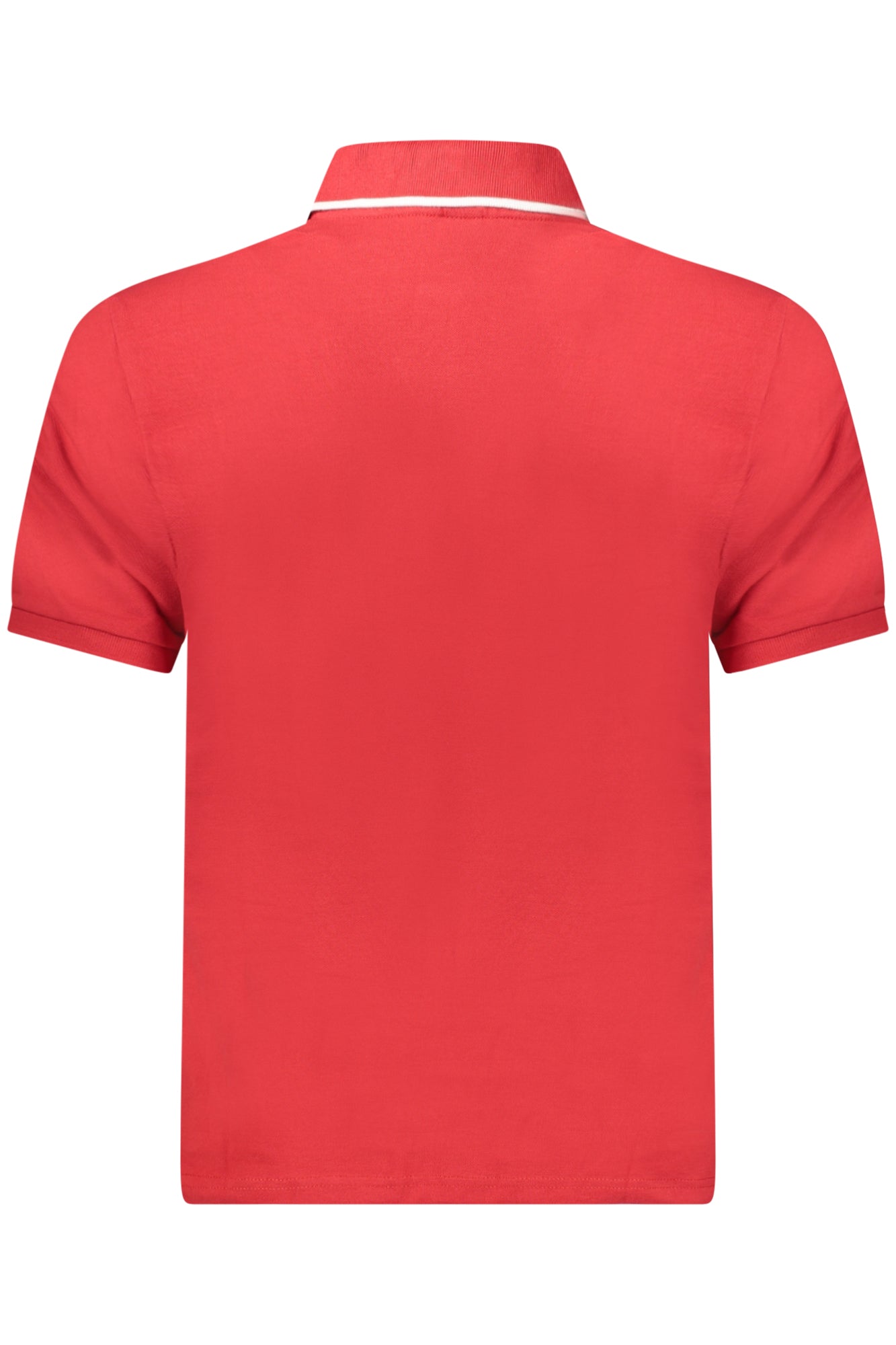 995012000_RO0230 – Herren Kurzarm-Polohemd Rot mit Kontrastdetails und Logo-Applikation – Größe: S, M, L, XL, 2XL, 3XL – Farbe: Rosso