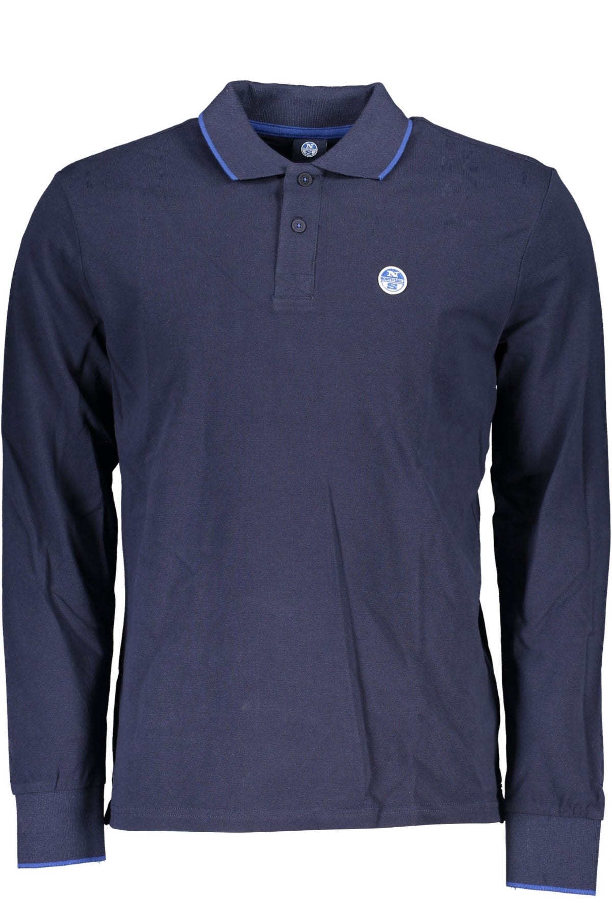 692425000_BL0802 – Nachhaltiges Herren Langarmshirt Blau - Polo mit Kontrast und Logo – Größe: M, L, XL, 2XL, 3XL – Farbe: Blu