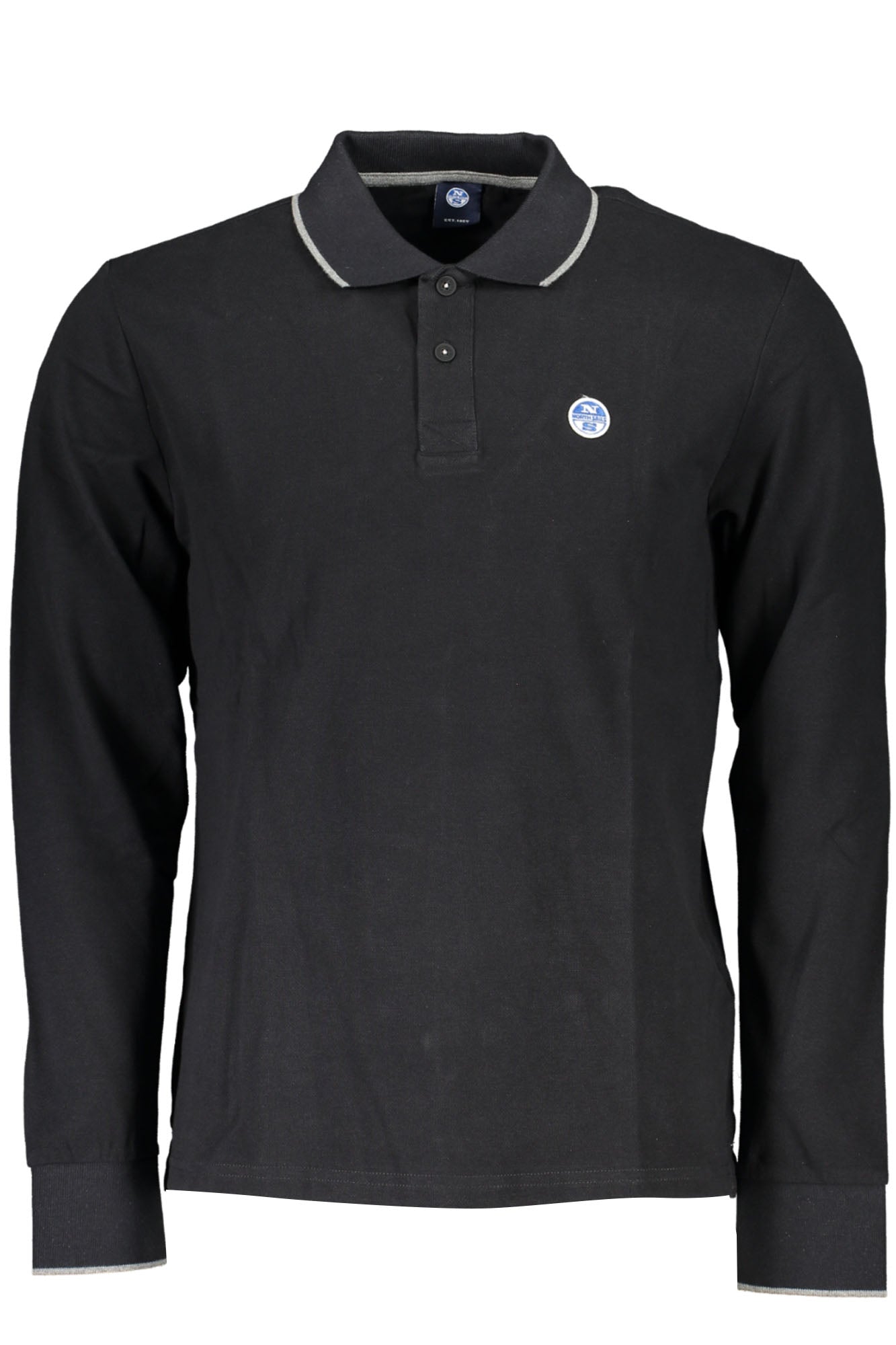 692425000_NE0999 – Nachhaltiges Herren-Poloshirt: Schwarz, Langarm, Stilvolle Details – Größe: M – Farbe: Nero