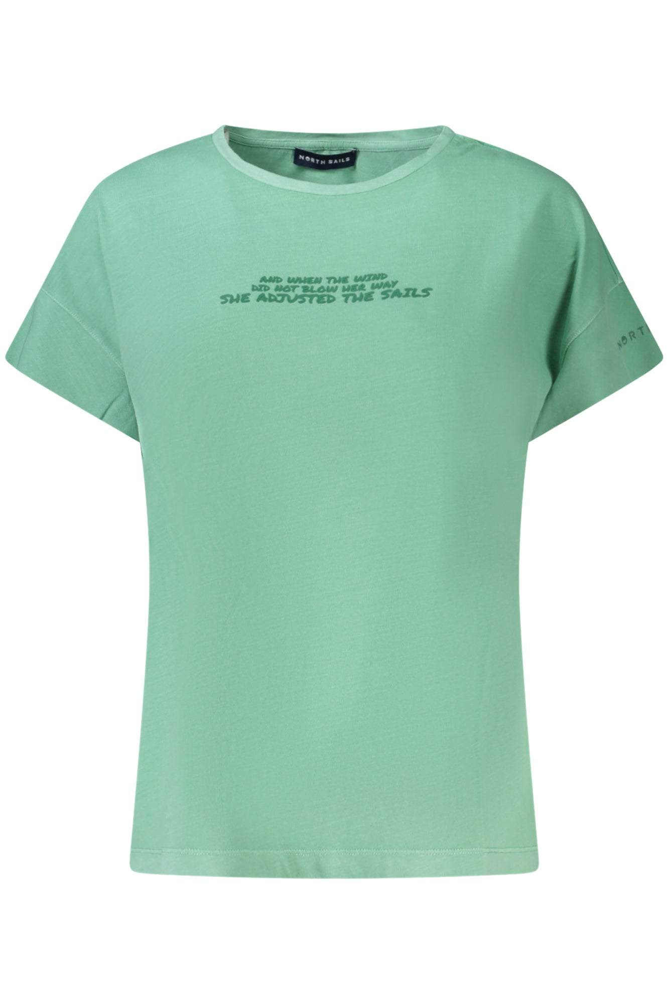 093515000_VE0418 – Grünes Damen Kurzarm T-Shirt mit weiterem Ausschnitt und Druck – Größe: XS, S, M, L, XL – Farbe: Verde