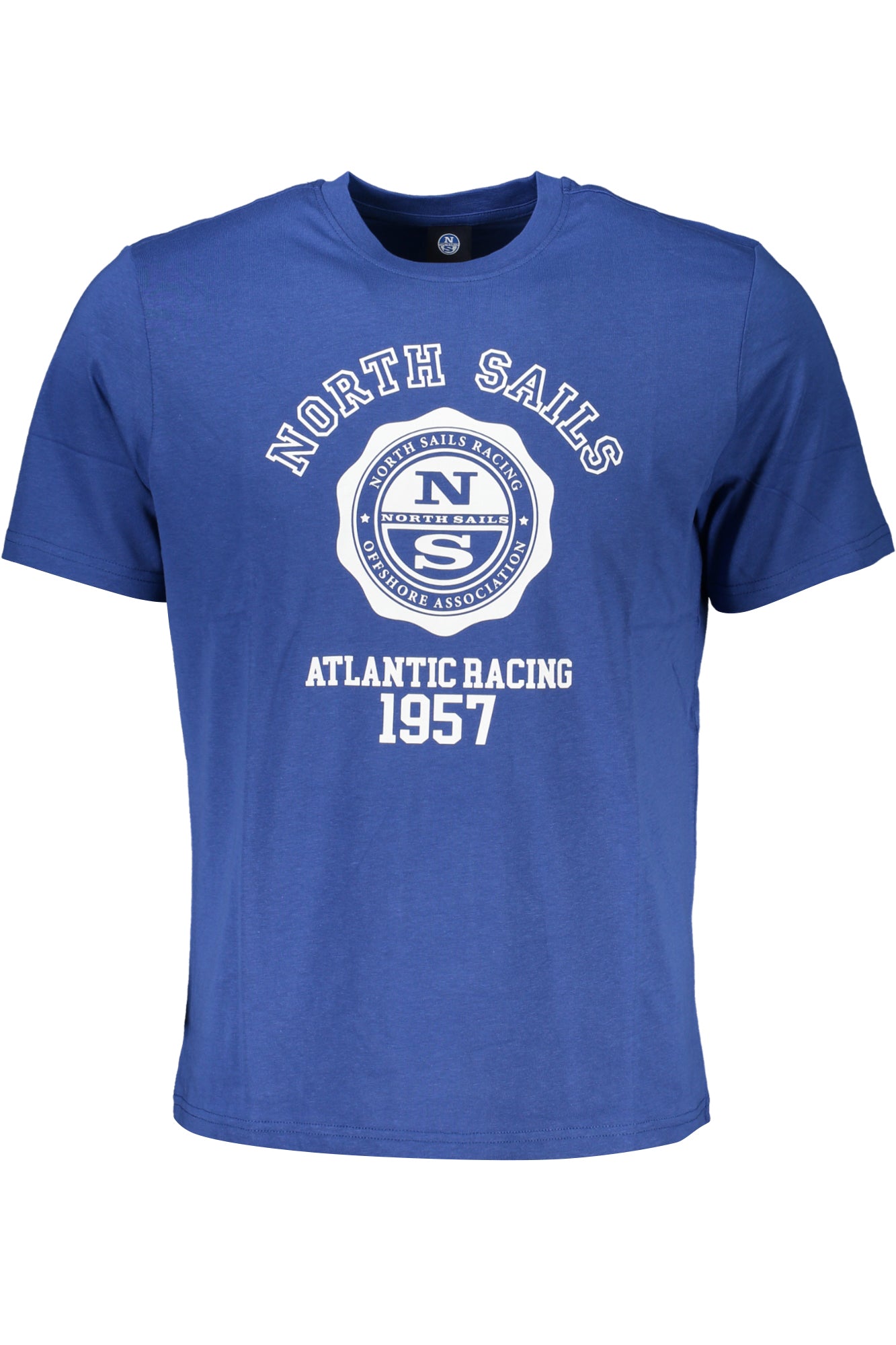 902840000_BL0790 – Herren Kurzarm Rundhals T-Shirt Blau mit Print und Logo Design – Größe: S, M, L, XL, 2XL, 3XL – Farbe: Blu