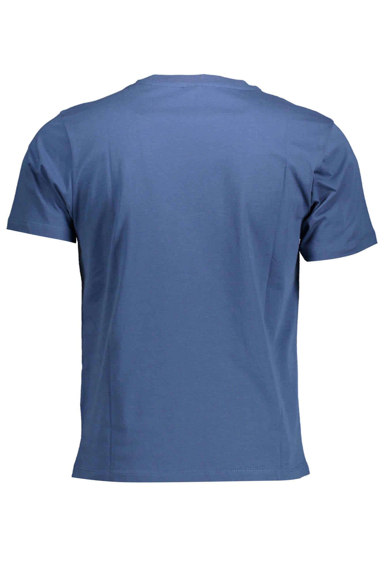 692791-000_BLU_0787 – Kurzes Herren-T-Shirt Blau aus Naturfasern mit Rundhals und Applikation – Größe: XL – Farbe: Blu