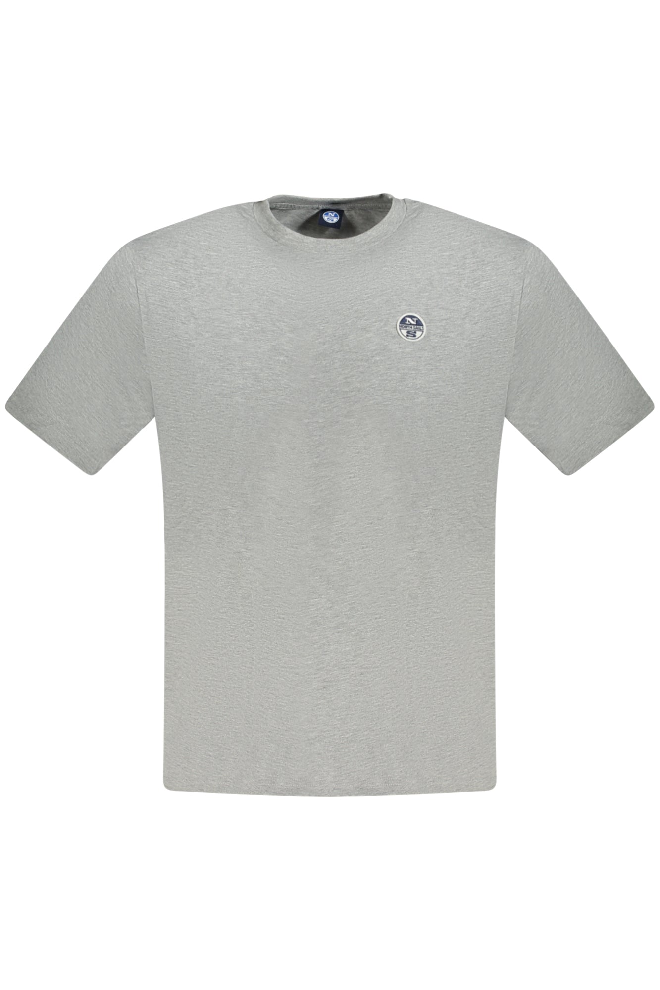 996016000_GR0926 – Graues Kurzarm-Herren T-Shirt mit Rundhals & Logo-Applikation – Größe: S, M, L, XL, 2XL, 3XL – Farbe: Grigio