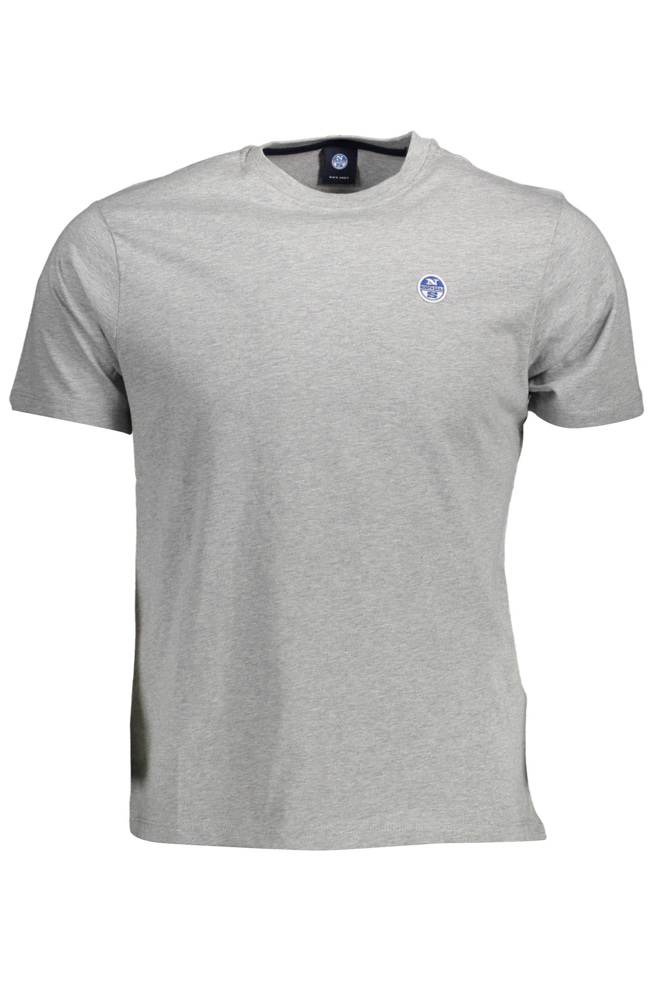 692791-000_GRIGIO_0926 – Graues Herren T-Shirt: Kurzarm, Rundhals, Naturfasern, mit Applikation – Größe: XL, 2XL – Farbe: Grigio