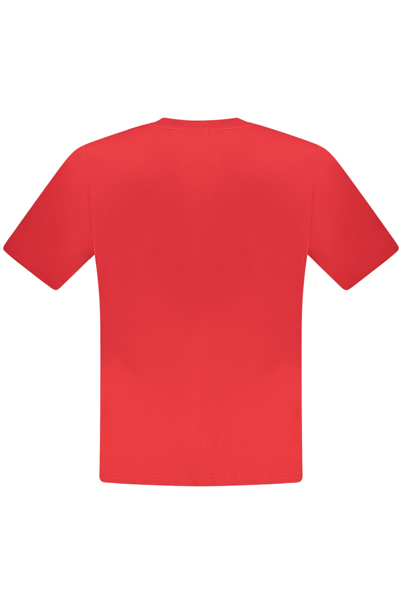 996016000_RO0230 – Stylisches rotes Herren-Kurzarmshirt mit Applikation und Rundhals – Größe: S, M, L, XL, 2XL, 3XL – Farbe: Rosso