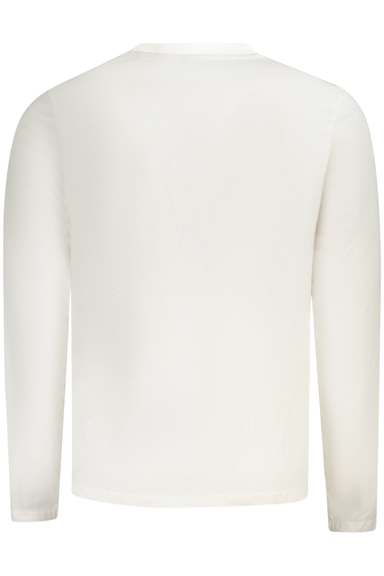 692971000_BI0101 – Herren Langarmshirt Weiß mit Rundhals und Applikation im Detail – Größe: S, M, L, XL, 2XL, 3XL – Farbe: Bianco