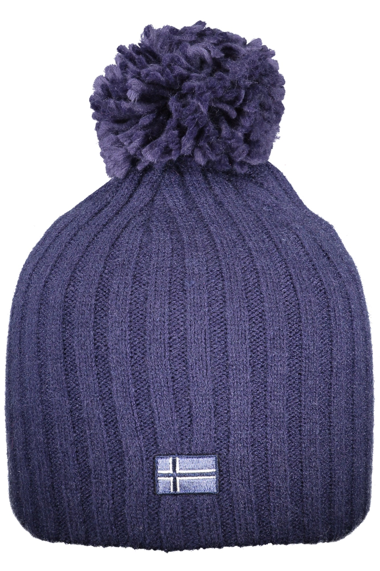 850108_BLBLUIRI – Damen Bommelmütze Blau - Stilvolle Applikation, Perfekt für den Winter – Größe: UNI – Farbe: Blu