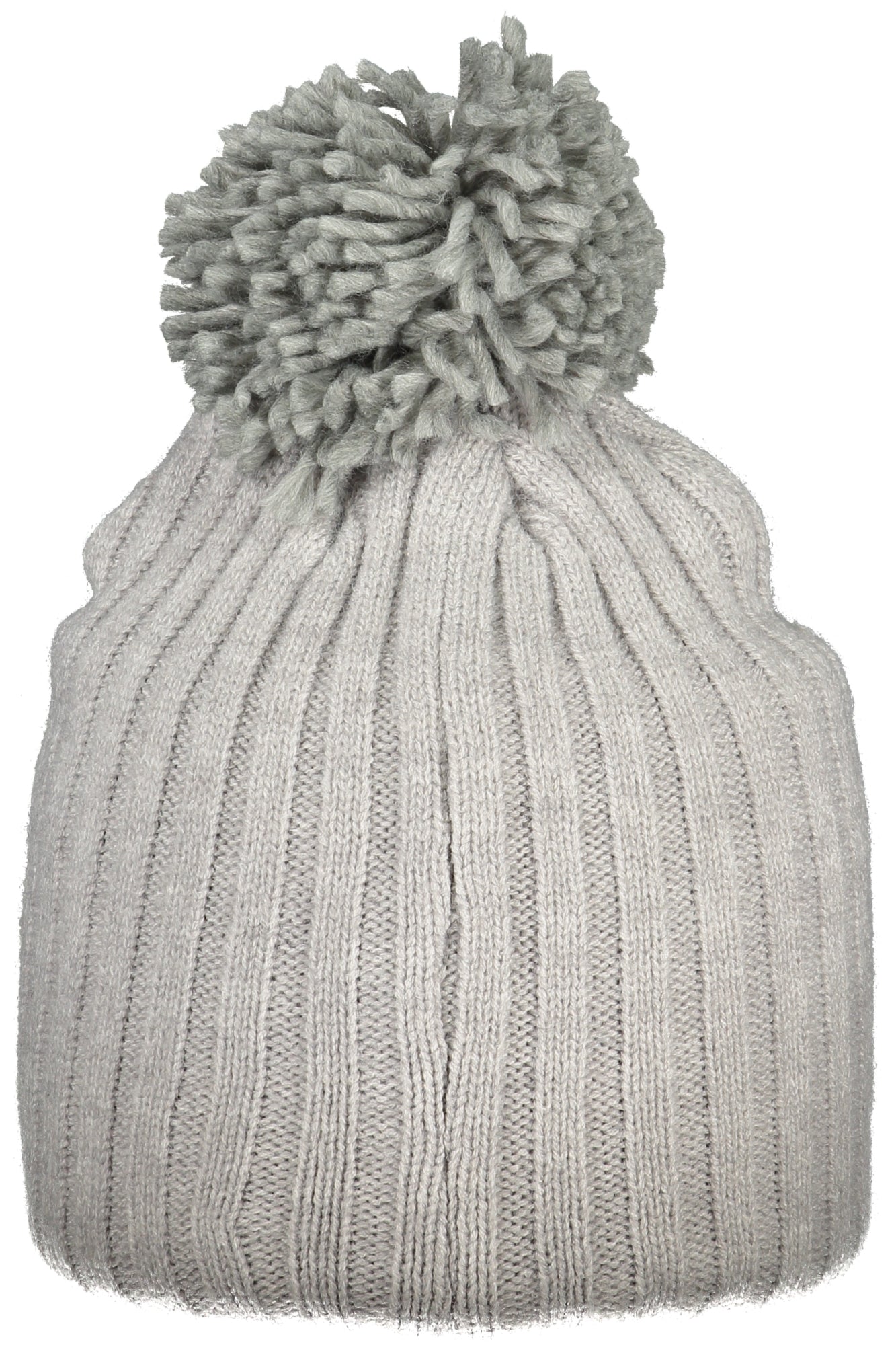 850108_GRGREYME – Stylische Damenmütze in Grau mit Bommel und Applikation – Größe: UNI – Farbe: Grigio